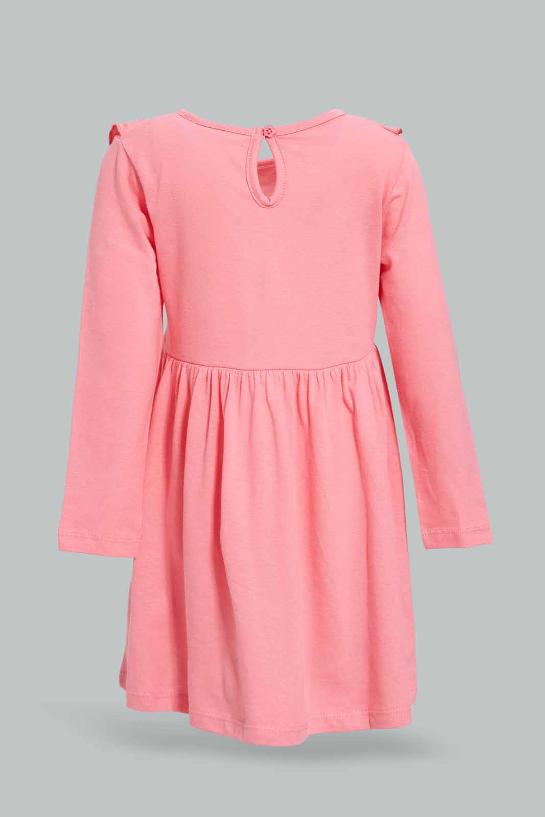 Redtag-Girls-Dusty-Pink-Solid-Knitted-Dress-Category:Dresses,-Colour:Apricot,-Deals:New-In,-Dept:Girls,-Filter:Infant-Girls-(3-to-24-Mths),-ING-Dresses,-New-In-ING-APL,-Non-Sale,-S23A,-Section:Girls-(0-to-14Yrs),-VLM-Infant-Girls-3 to 24 Months