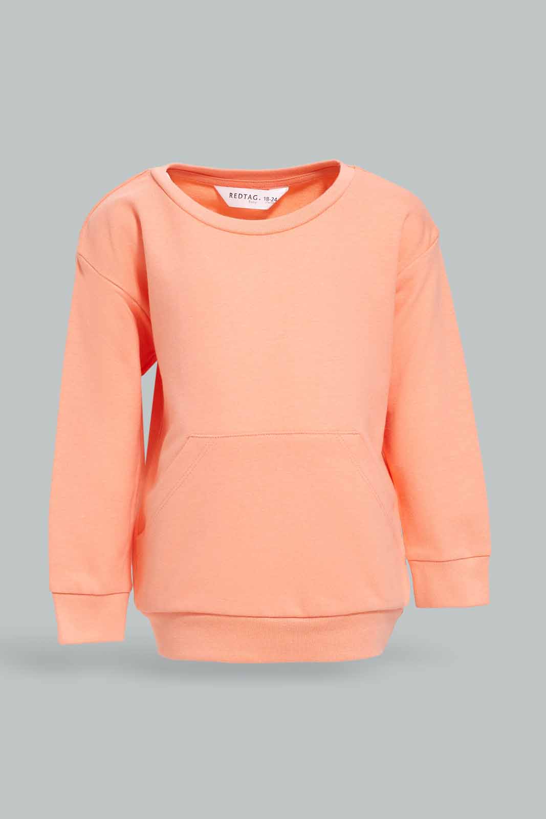 Redtag-Girls-Yellow-Solid-Kangaroo-Pocket-Sweat-Top-Category:Sweatshirts,-Colour:Yellow,-Deals:New-In,-Dept:Girls,-Filter:Infant-Girls-(3-to-24-Mths),-ING-Sweatshirts,-New-In-ING-APL,-Non-Sale,-S23A,-Section:Girls-(0-to-14Yrs),-TBL-Infant-Girls-3 to 24 Months