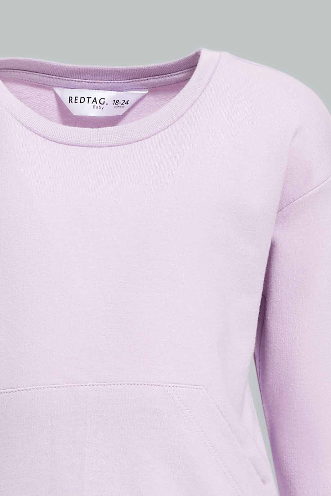 Redtag-Girls-Lilac-Solid-Kangaroo-Pocket-Sweat-Top-Category:Sweatshirts,-Colour:Lilac,-Deals:New-In,-Dept:Girls,-Filter:Infant-Girls-(3-to-24-Mths),-ING-Sweatshirts,-New-In-ING-APL,-Non-Sale,-S23A,-Section:Girls-(0-to-14Yrs),-TBL-Infant-Girls-3 to 24 Months