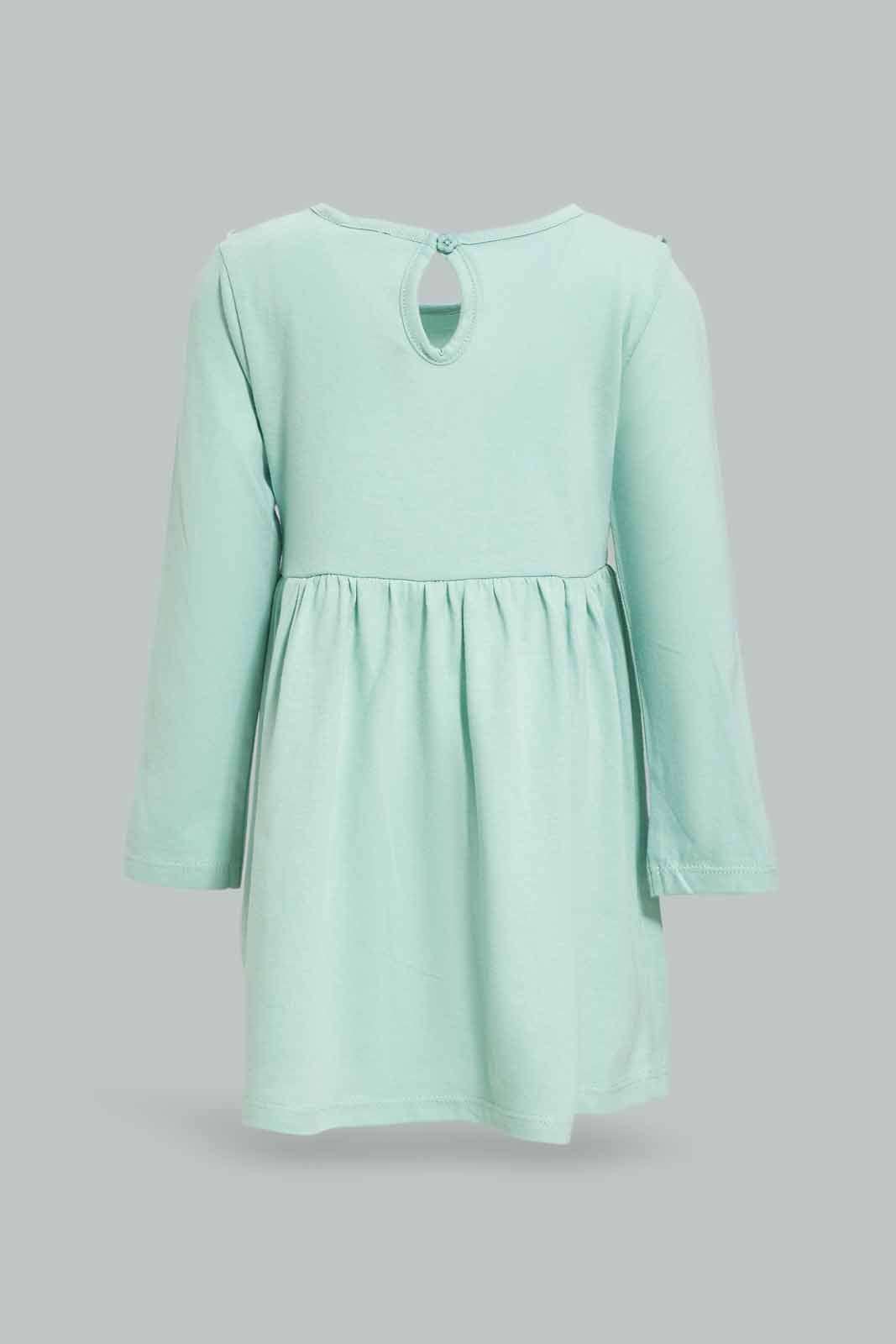 Redtag-Girls-Sage-Green-Solid-Knitted-Dress-Category:Dresses,-Colour:Green,-Deals:New-In,-Dept:Girls,-Filter:Infant-Girls-(3-to-24-Mths),-ING-Dresses,-New-In-ING-APL,-Non-Sale,-S23A,-Section:Girls-(0-to-14Yrs),-VLM-Infant-Girls-3 to 24 Months