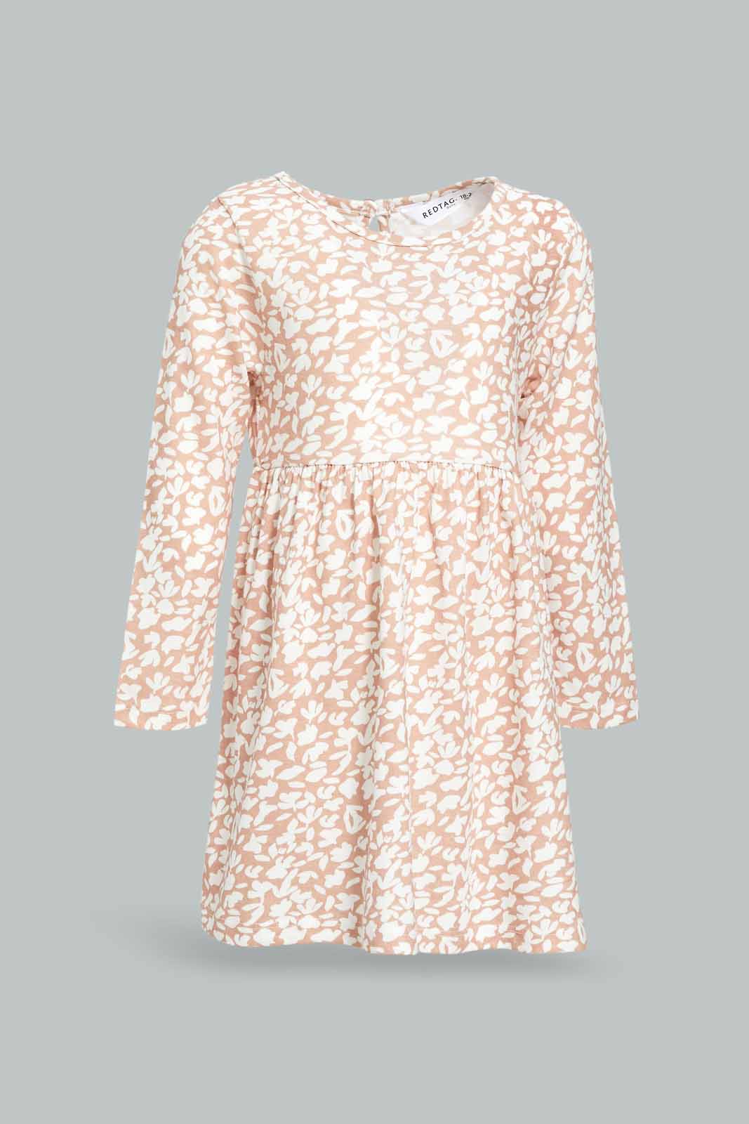 Redtag-Girls-Ivory-Aop-Knitted-Dress-Category:Dresses,-Colour:Ivory,-Deals:New-In,-Dept:Girls,-Filter:Infant-Girls-(3-to-24-Mths),-ING-Dresses,-New-In-ING-APL,-Non-Sale,-S23A,-Section:Girls-(0-to-14Yrs),-VLM-Infant-Girls-3 to 24 Months