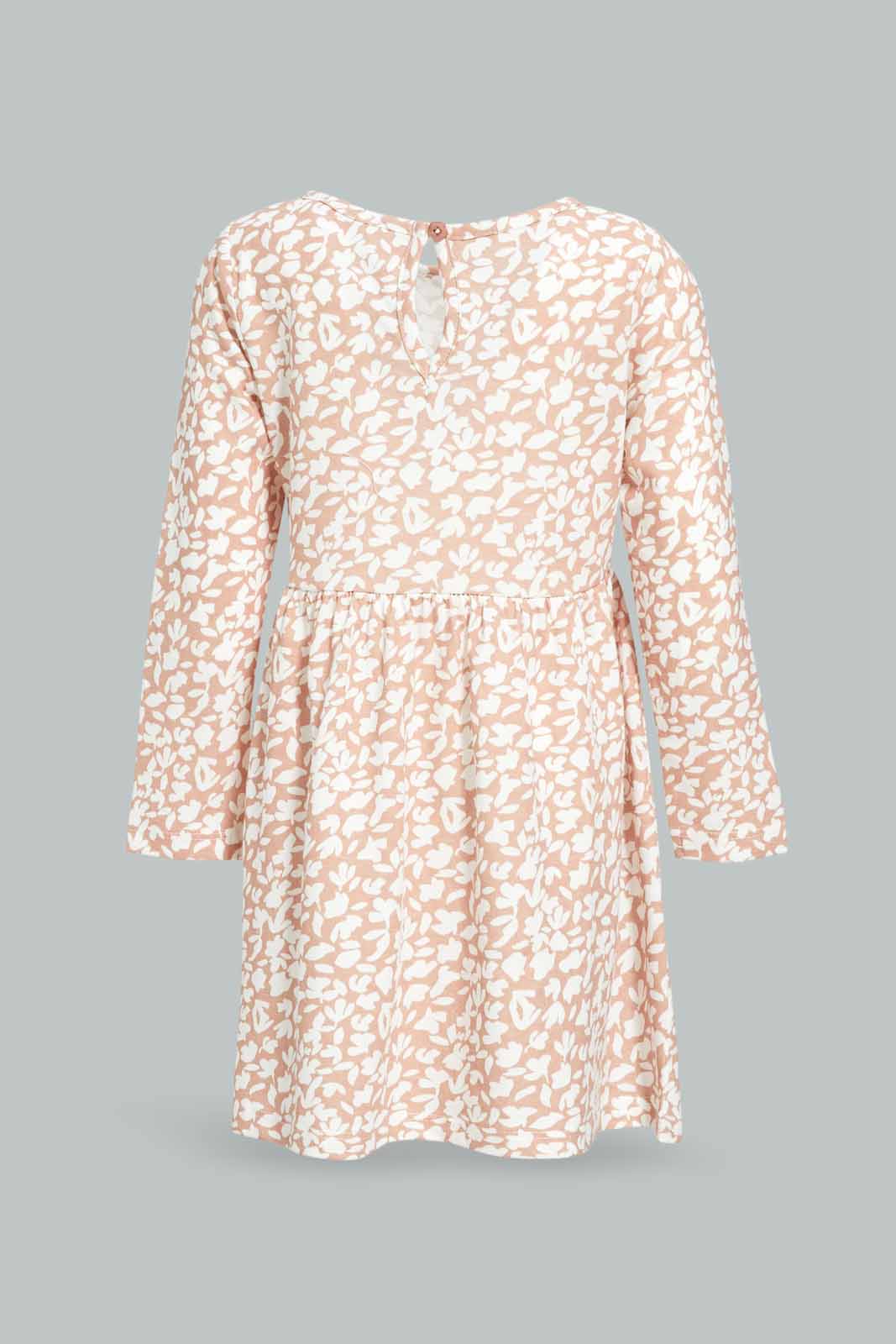 Redtag-Girls-Ivory-Aop-Knitted-Dress-Category:Dresses,-Colour:Ivory,-Deals:New-In,-Dept:Girls,-Filter:Infant-Girls-(3-to-24-Mths),-ING-Dresses,-New-In-ING-APL,-Non-Sale,-S23A,-Section:Girls-(0-to-14Yrs),-VLM-Infant-Girls-3 to 24 Months