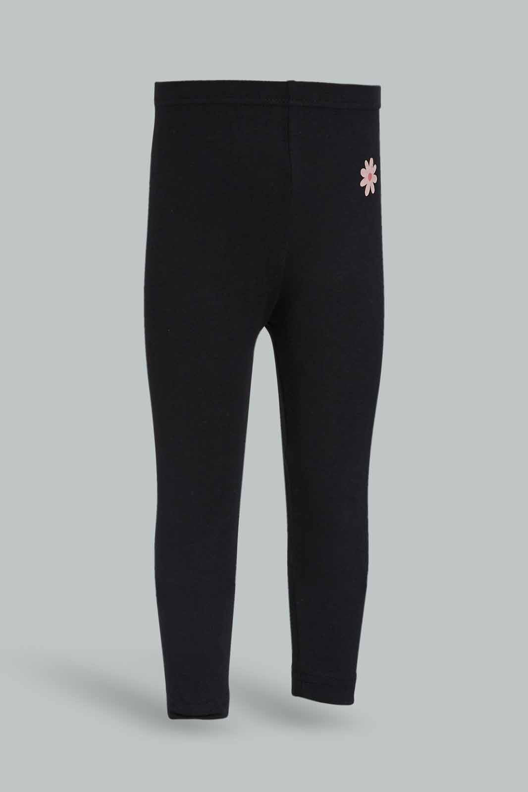 Redtag-Girls-Black-Solid-Legging-Category:Leggings,-Colour:Black,-Deals:New-In,-Dept:Girls,-Filter:Infant-Girls-(3-to-24-Mths),-ING-Leggings,-New-In-ING-APL,-Non-Sale,-S23A,-Section:Girls-(0-to-14Yrs),-TBL-Infant-Girls-3 to 24 Months