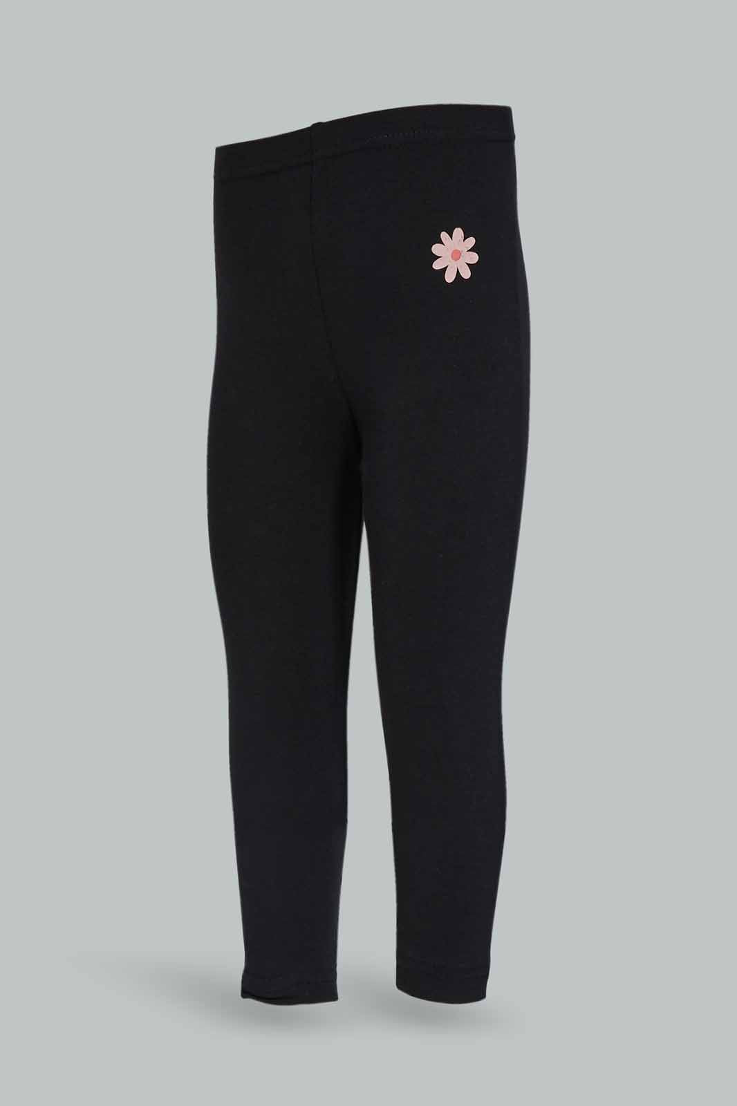 Redtag-Girls-Black-Solid-Legging-Category:Leggings,-Colour:Black,-Deals:New-In,-Dept:Girls,-Filter:Infant-Girls-(3-to-24-Mths),-ING-Leggings,-New-In-ING-APL,-Non-Sale,-S23A,-Section:Girls-(0-to-14Yrs),-TBL-Infant-Girls-3 to 24 Months