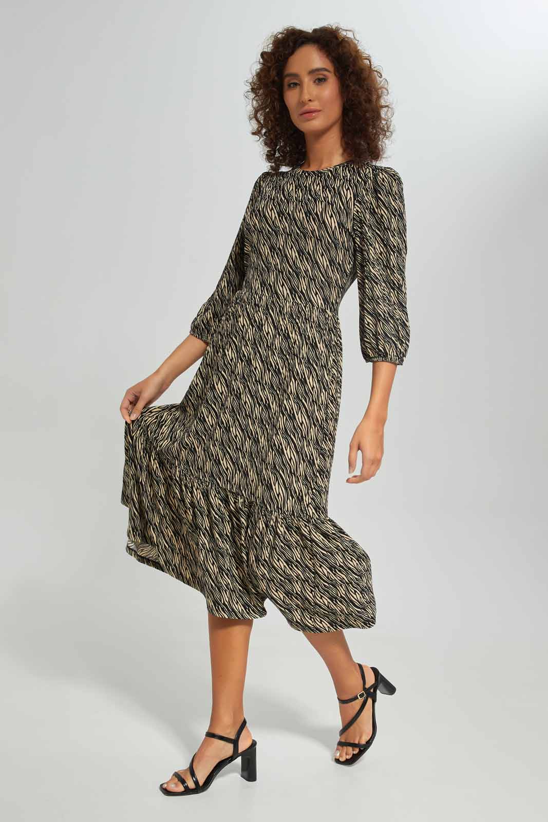Redtag-Women-Print-Tiered-Midi-Dress-(blank),-Category:Dresses,-Colour:Assorted,-Deals:New-In,-Dept:Ladieswear,-Filter:Women's-Clothing,-New-In-Women-APL,-Non-Sale,-S23A,-Section:Women,-Women-Dresses-Women's-