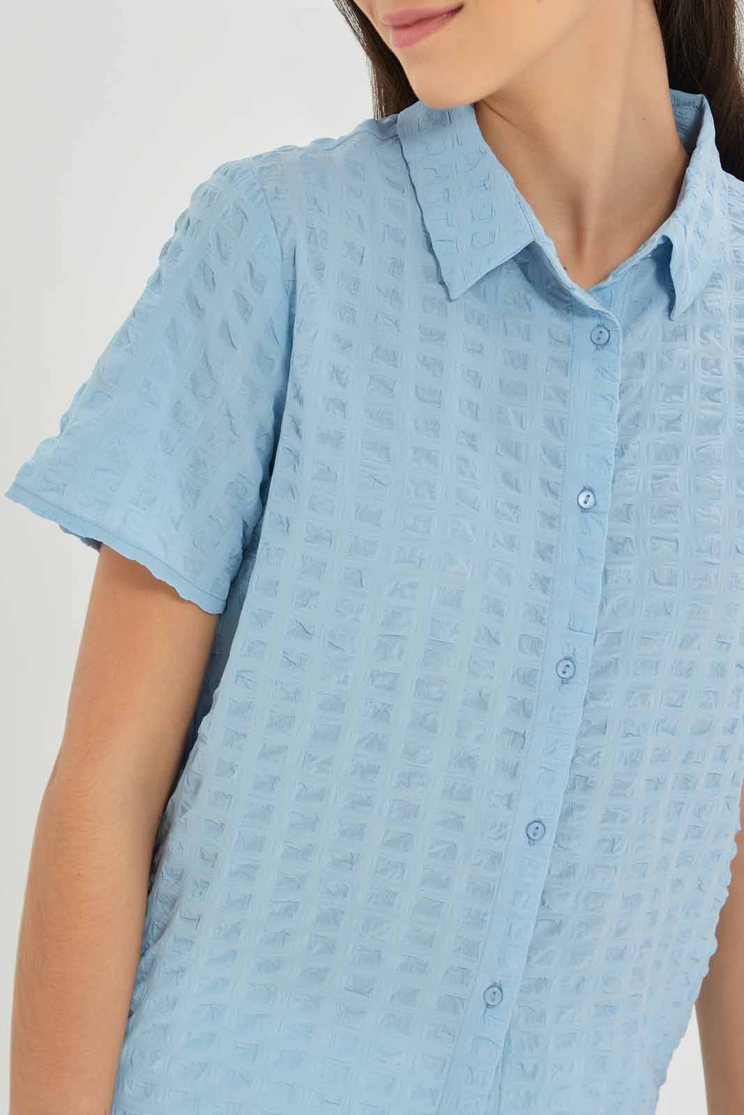 Redtag-Girls-Blue-Crinckled-Collared-Shirt-Category:Blouses,-Colour:Blue,-Deals:New-In,-Dept:Girls,-Filter:Senior-Girls-(8-to-14-Yrs),-GSR-Blouses,-New-In-GSR-APL,-Non-Sale,-S23A,-Section:Girls-(0-to-14Yrs)-Senior-Girls-9 to 14 Years