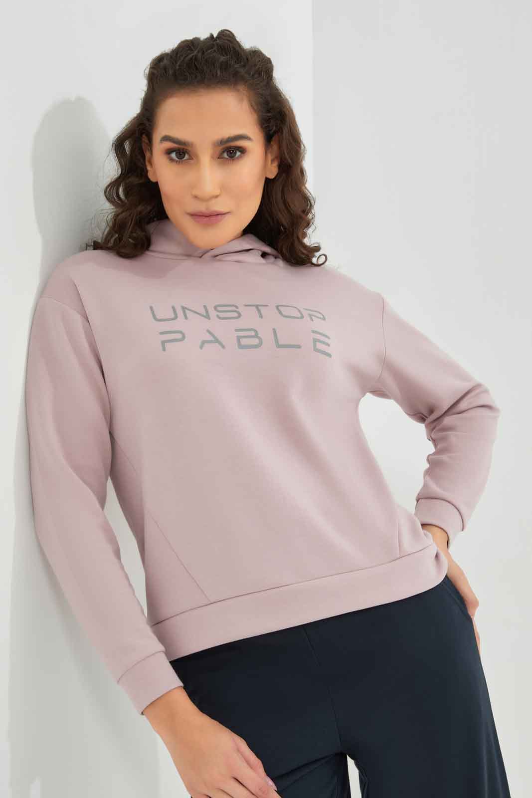 Redtag-Women-Pink-Hoodie-Sweatshiryt-With-Placement-Print-Category:Sweatshirts,-Colour:Apricot,-Deals:New-In,-Filter:Women's-Clothing,-New-In-Women-APL,-Non-Sale,-Section:Women,-W22B,-Women-Sweatshirts-Women's-