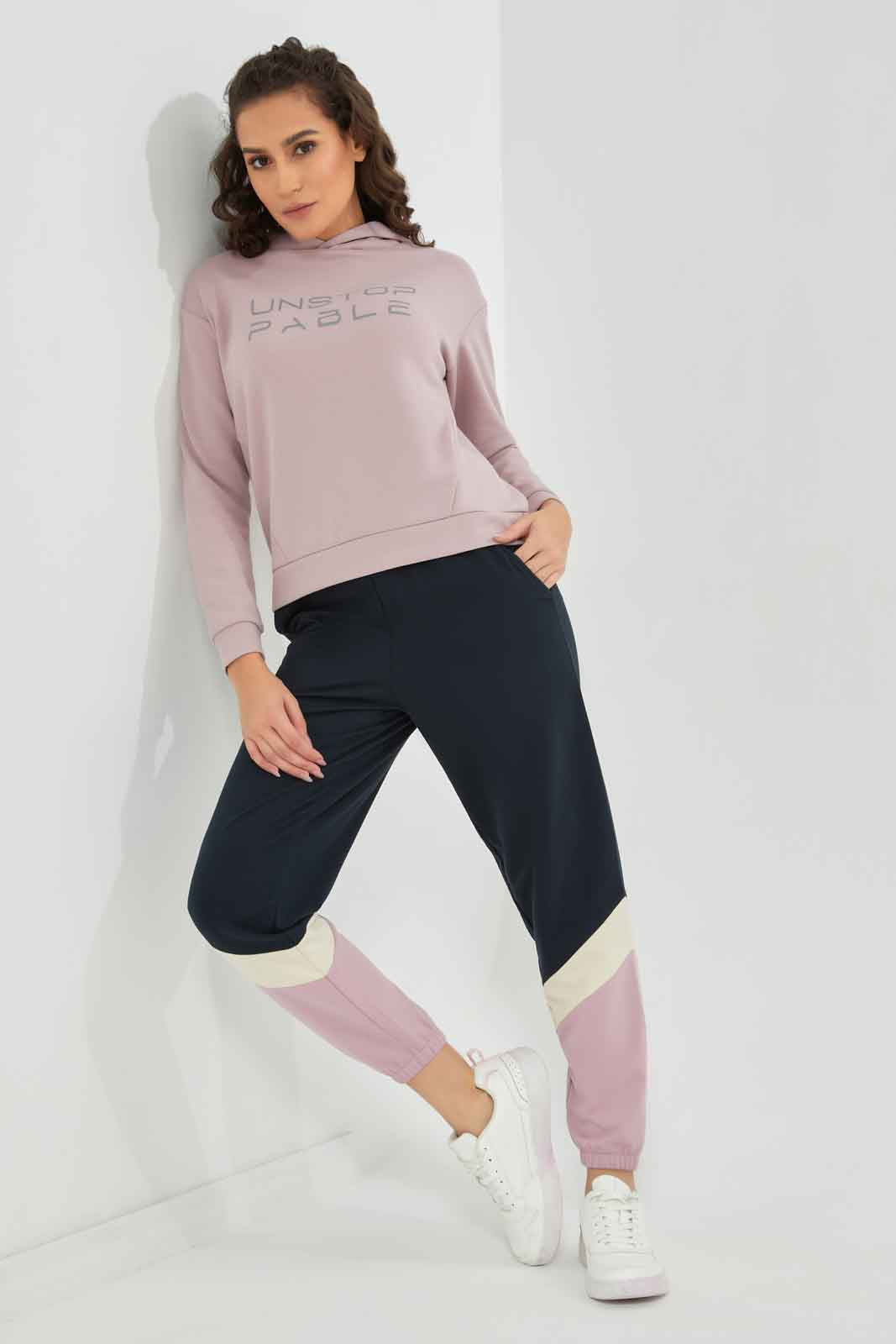 Redtag-Women-Pink-Hoodie-Sweatshiryt-With-Placement-Print-Category:Sweatshirts,-Colour:Apricot,-Deals:New-In,-Filter:Women's-Clothing,-New-In-Women-APL,-Non-Sale,-Section:Women,-W22B,-Women-Sweatshirts-Women's-