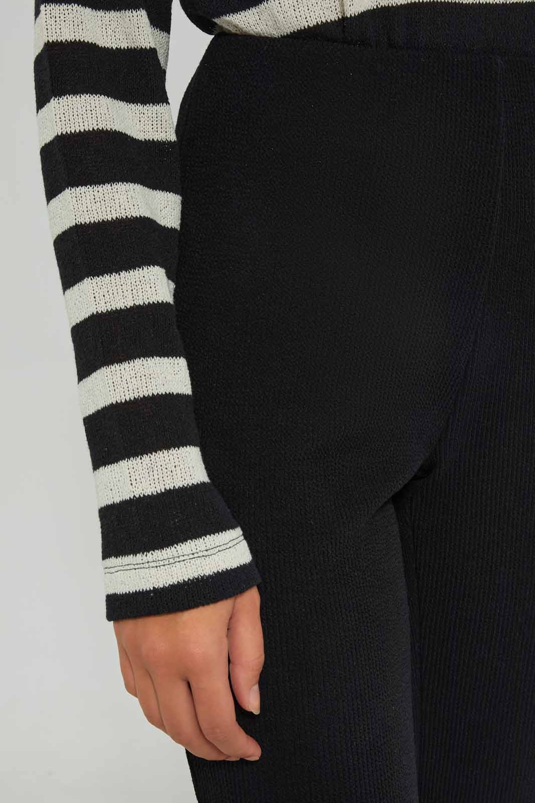 Redtag-Women-Black-Solid-Texture-Flare-Trouser-Category:Trousers,-Colour:Black,-Deals:New-In,-Dept:Ladieswear,-Filter:Women's-Clothing,-New-In-Women-APL,-Non-Sale,-S23A,-Section:Women,-Women-Trousers-Women's-