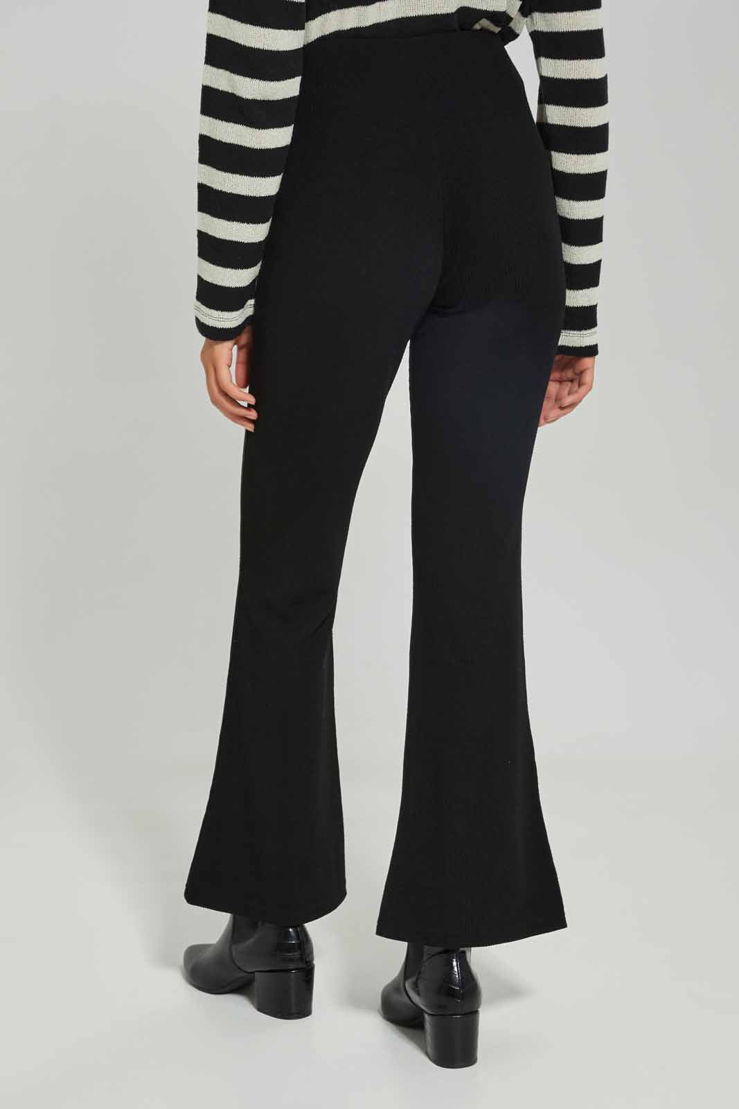 Redtag-Women-Black-Solid-Texture-Flare-Trouser-Category:Trousers,-Colour:Black,-Deals:New-In,-Dept:Ladieswear,-Filter:Women's-Clothing,-New-In-Women-APL,-Non-Sale,-S23A,-Section:Women,-Women-Trousers-Women's-