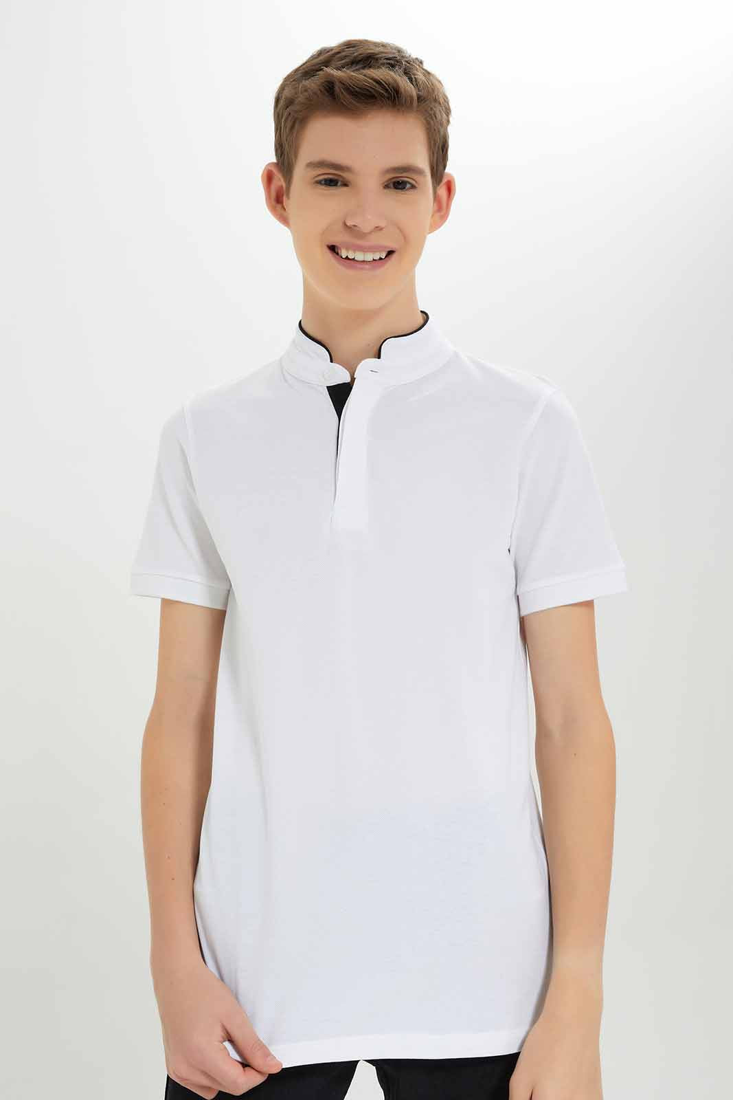 Redtag-Boys-White-Mandarin-Collar-Polo-BSR-Polo-T-Shirts,-BTS,-Category:Polo-T-Shirts,-Colour:White,-Deals:New-In,-Dept:Boys,-Filter:Senior-Boys-(8-to-14-Yrs),-New-In-BSR-APL,-Non-Sale,-S23A,-Section:Boys-(0-to-14Yrs),-TBL-Senior-Boys-9 to 14 Years