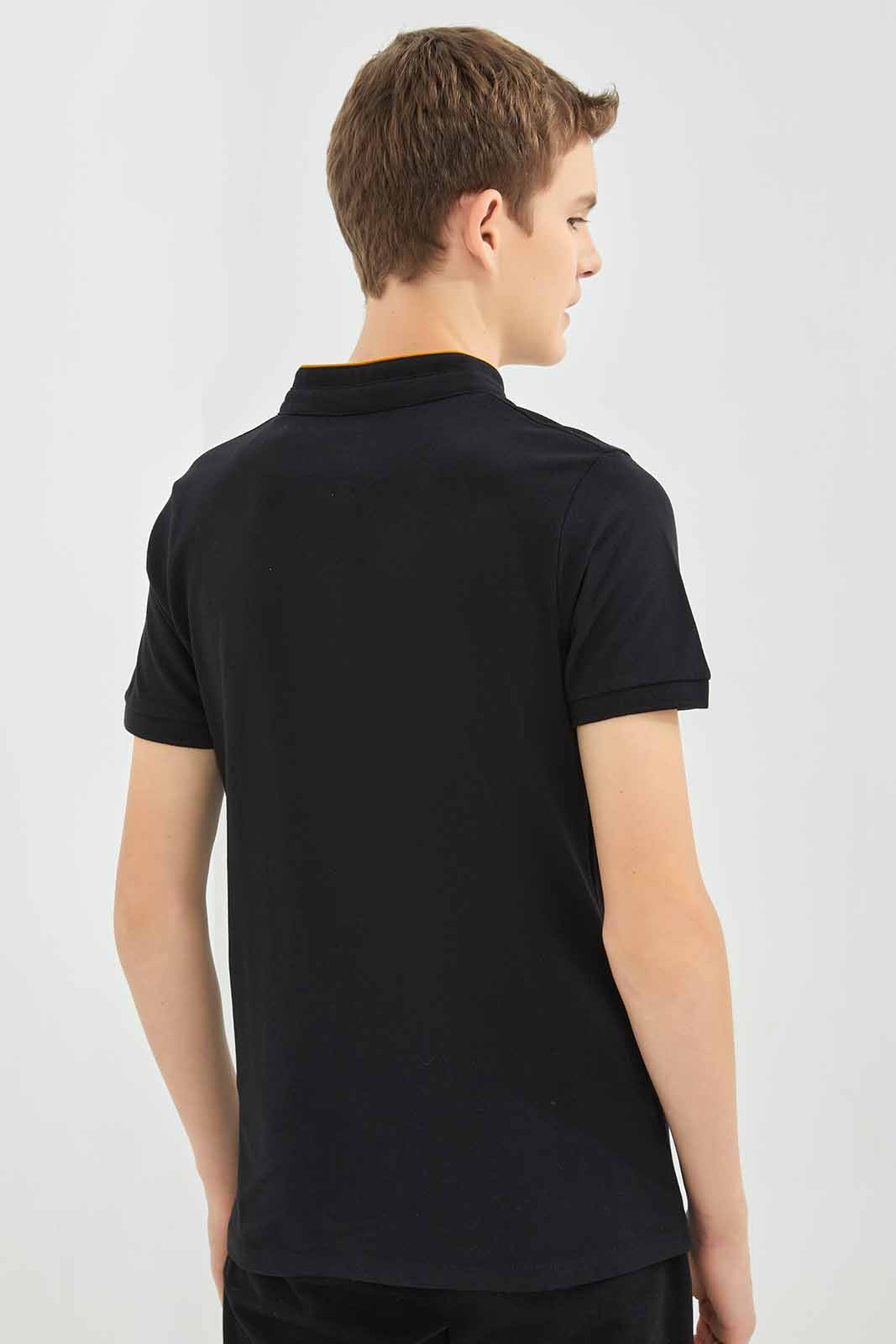 Redtag-Boys-Black-Mandarin-Collar-Polo-BSR-Polo-T-Shirts,-BTS,-Category:Polo-T-Shirts,-Colour:Black,-Deals:New-In,-Dept:Boys,-Filter:Senior-Boys-(8-to-14-Yrs),-New-In-BSR-APL,-Non-Sale,-S23A,-Section:Boys-(0-to-14Yrs),-TBL-Senior-Boys-9 to 14 Years