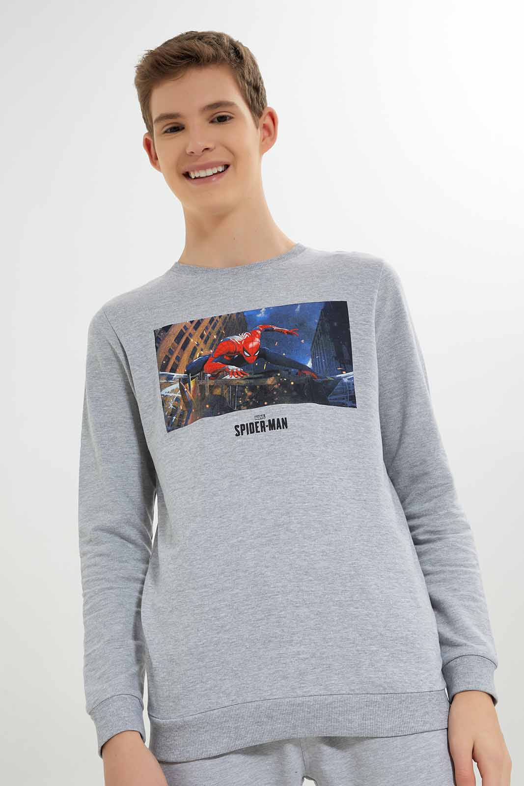 Redtag-Boys-Grey-Spiderman-Sweatshirt-BSR-Sweatshirts,-Category:Sweatshirts,-CHR,-Colour:Grey,-Deals:New-In,-Dept:Boys,-Filter:Senior-Boys-(8-to-14-Yrs),-New-In-BSR-APL,-Non-Sale,-S23A,-Section:Boys-(0-to-14Yrs),-TBL-Senior-Boys-9 to 14 Years