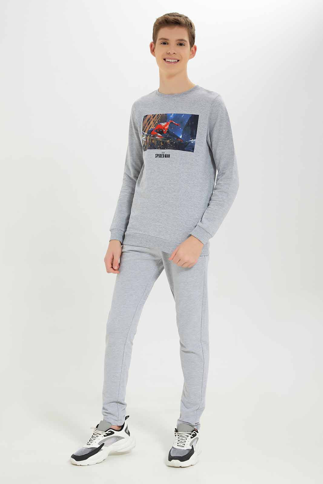 Redtag-Boys-Grey-Spiderman-Sweatshirt-BSR-Sweatshirts,-Category:Sweatshirts,-CHR,-Colour:Grey,-Deals:New-In,-Dept:Boys,-Filter:Senior-Boys-(8-to-14-Yrs),-New-In-BSR-APL,-Non-Sale,-S23A,-Section:Boys-(0-to-14Yrs),-TBL-Senior-Boys-9 to 14 Years