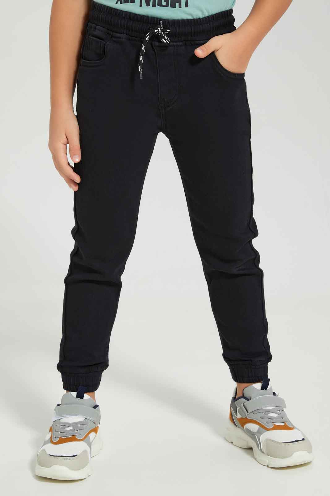 Redtag-Boys-Black-Elasticated-Waist-Jogger-Jean-BOY-Jeans,-Category:Jeans,-Colour:Black,-Deals:New-In,-Dept:Boys,-Filter:Boys-(2-to-8-Yrs),-FIT-WALL-(FTW),-New-In-BOY-APL,-Non-Sale,-S23A,-Section:Boys-(0-to-14Yrs)-Boys-2 to 8 Years
