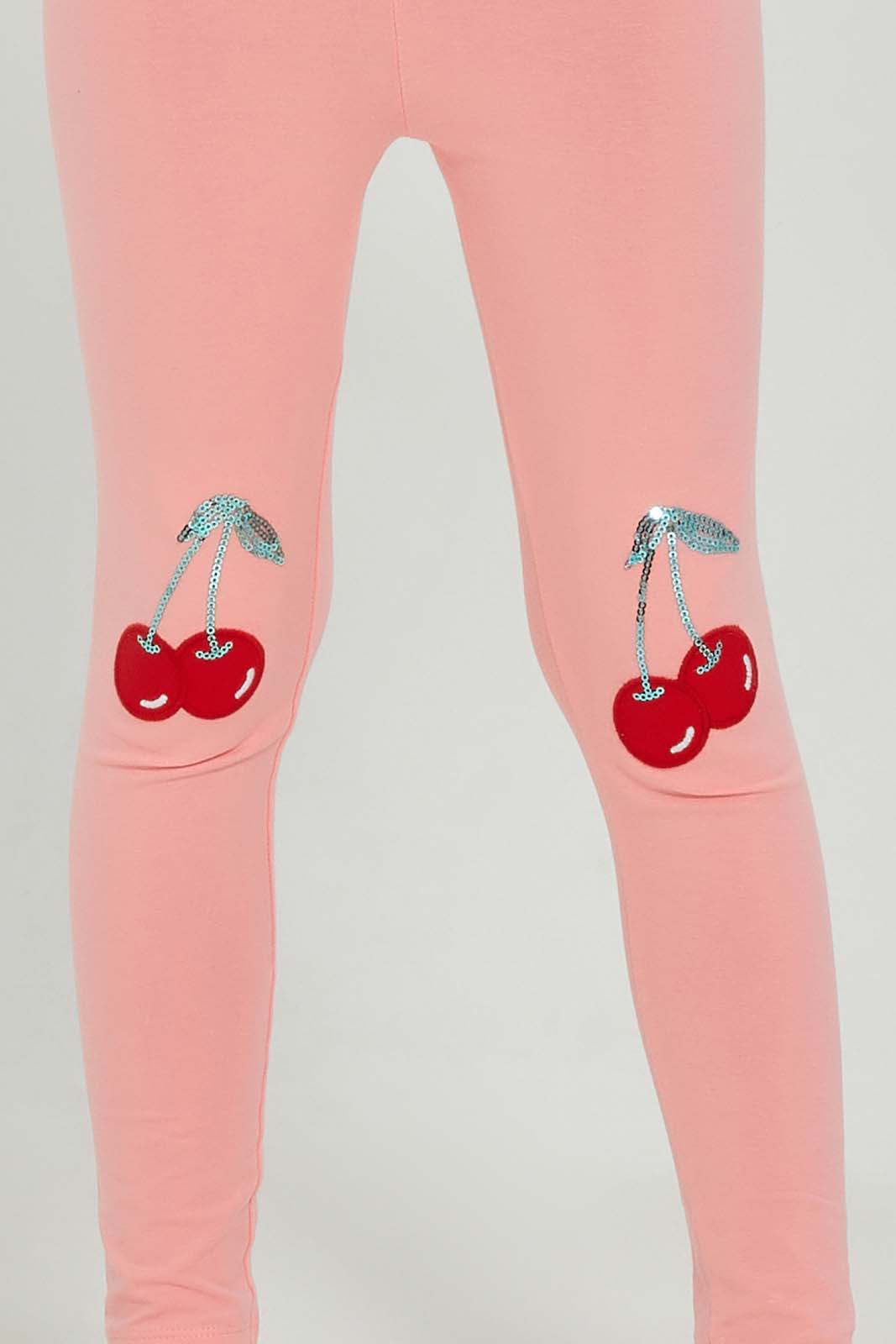 Redtag-Girls-Legging---Knee-Placement-Flower-Light-Pink-Category:Leggings,-Colour:Apricot,-Deals:New-In,-Dept:Girls,-Filter:Girls-(2-to-8-Yrs),-GIR-Leggings,-New-In-GIR-APL,-Non-Sale,-Section:Girls-(0-to-14Yrs),-TBL,-W22A-Girls-2 to 8 Years