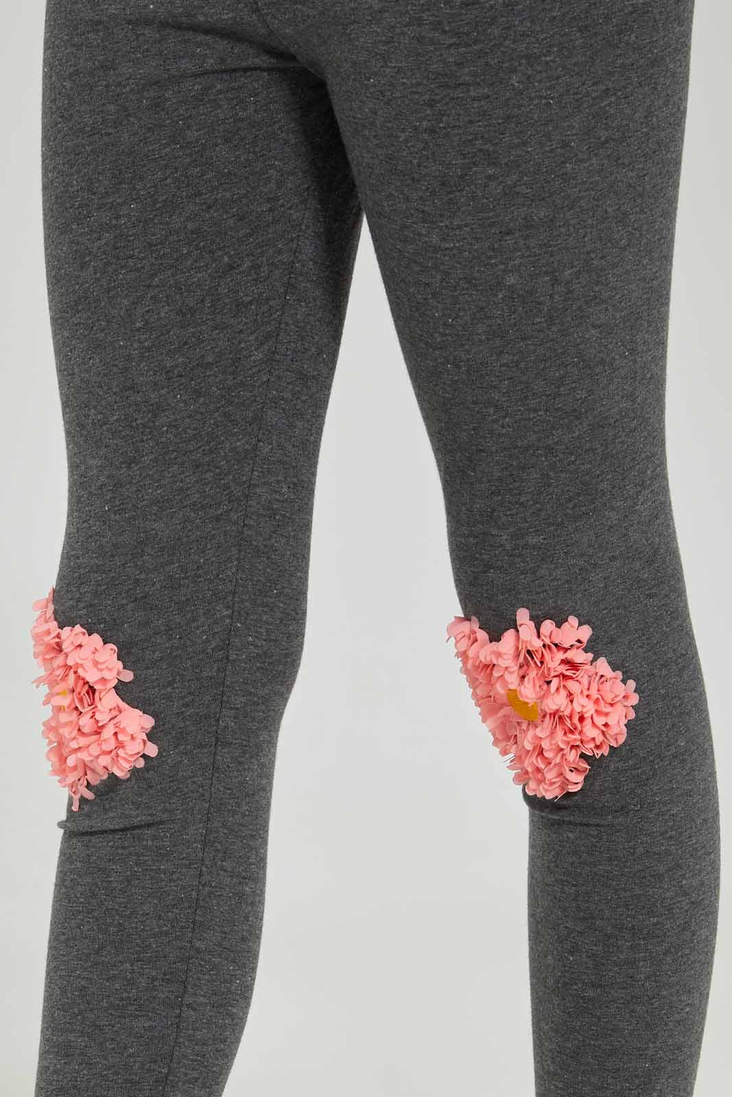 Redtag-Girls-Legging---Knee-Placement-Cherry-Category:Leggings,-Colour:Charcoal,-Deals:New-In,-Dept:Girls,-Filter:Girls-(2-to-8-Yrs),-GIR-Leggings,-New-In-GIR-APL,-Non-Sale,-Section:Girls-(0-to-14Yrs),-TBL,-W22A-Girls-2 to 8 Years
