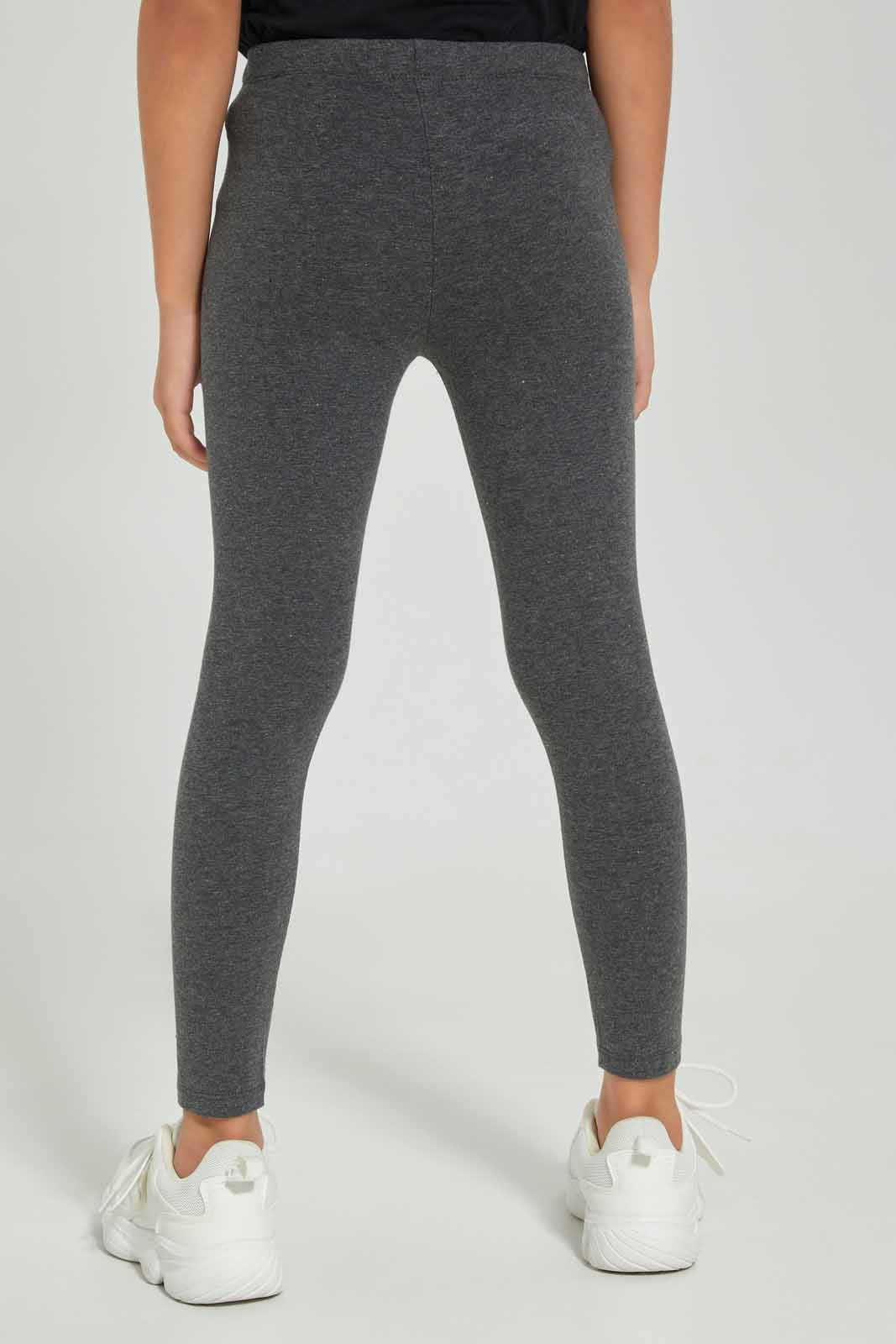 Redtag-Girls-Legging---Knee-Placement-Cherry-Category:Leggings,-Colour:Charcoal,-Deals:New-In,-Dept:Girls,-Filter:Girls-(2-to-8-Yrs),-GIR-Leggings,-New-In-GIR-APL,-Non-Sale,-Section:Girls-(0-to-14Yrs),-TBL,-W22A-Girls-2 to 8 Years