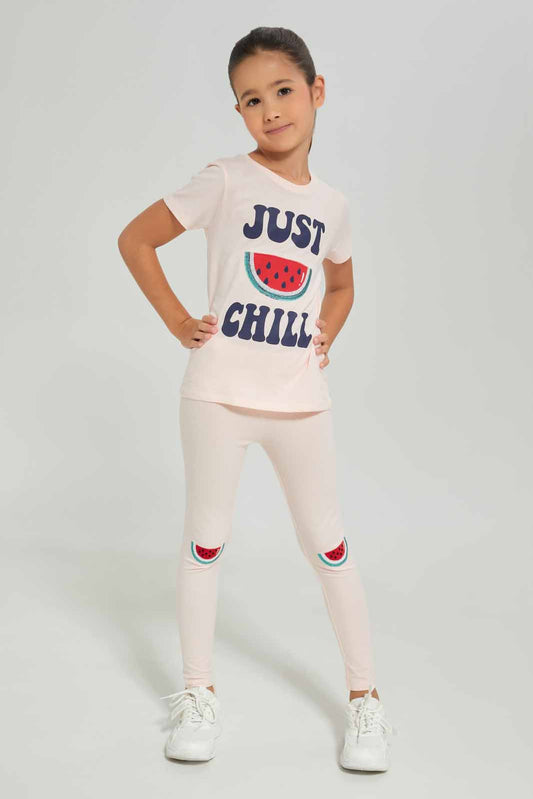 Redtag-Girls-Legging---Knee-Placement-Watermelon-Darker-Pink-Category:Leggings,-Colour:Apricot,-Deals:New-In,-Dept:Girls,-Filter:Girls-(2-to-8-Yrs),-GIR-Leggings,-New-In-GIR-APL,-Non-Sale,-Section:Girls-(0-to-14Yrs),-TBL,-W22A-Girls-2 to 8 Years