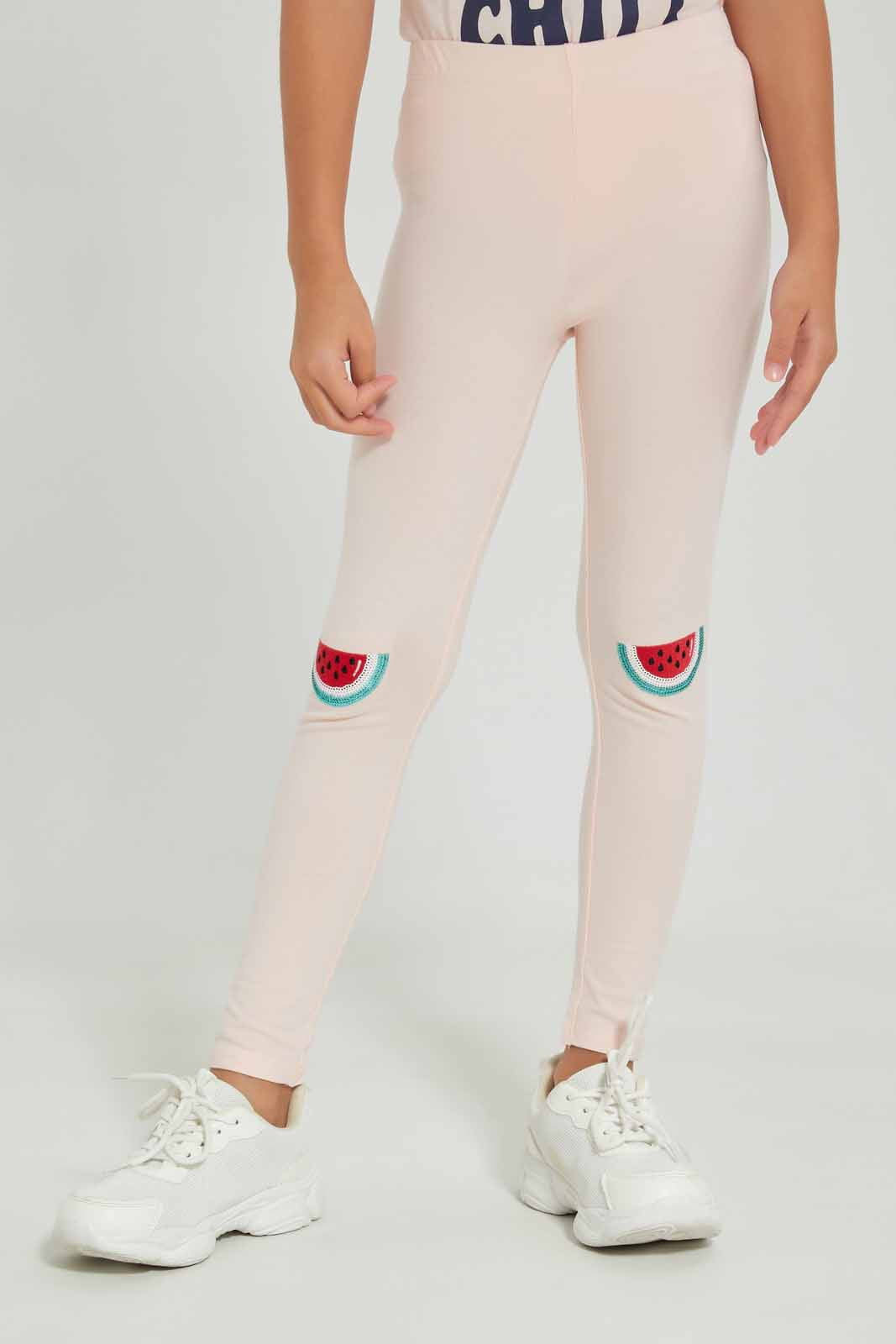 Redtag-Girls-Legging---Knee-Placement-Watermelon-Darker-Pink-Category:Leggings,-Colour:Apricot,-Deals:New-In,-Dept:Girls,-Filter:Girls-(2-to-8-Yrs),-GIR-Leggings,-New-In-GIR-APL,-Non-Sale,-Section:Girls-(0-to-14Yrs),-TBL,-W22A-Girls-2 to 8 Years