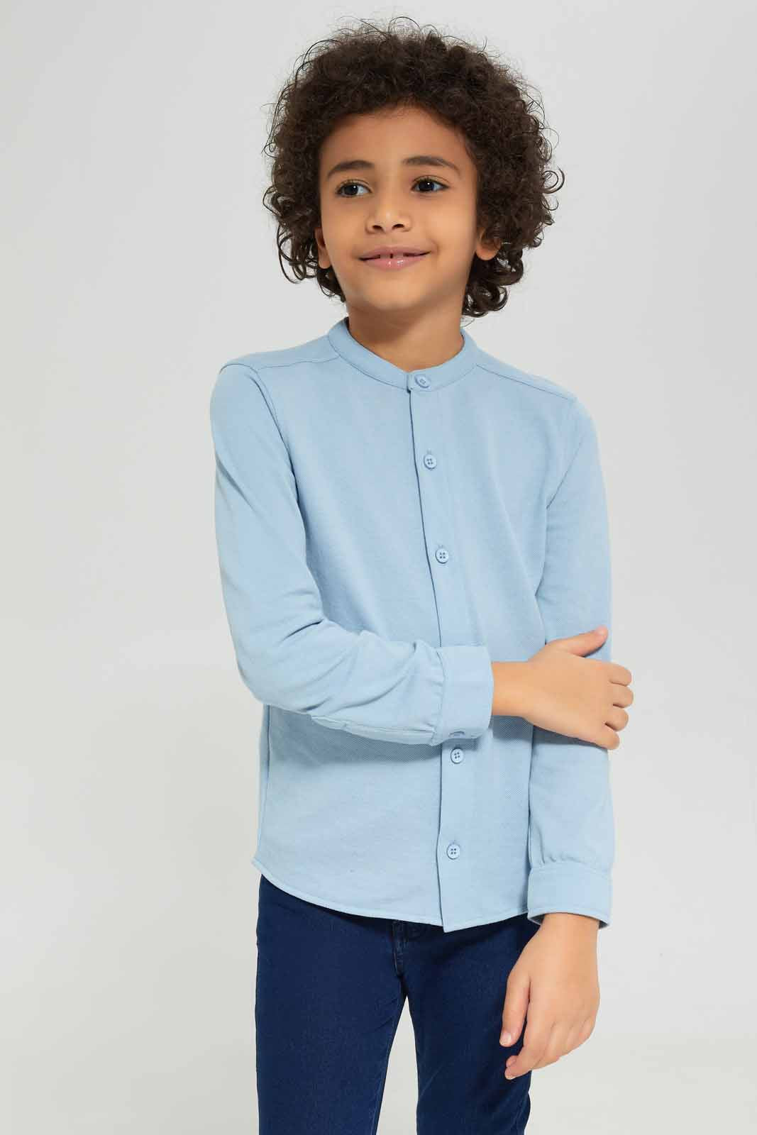 Redtag-Boys-Blue-Long-Sleeve-Pique-Shirt-BOY-Shirts,-Category:Shirts,-Colour:Blue,-Deals:New-In,-Dept:Boys,-Filter:Boys-(2-to-8-Yrs),-New-In-BOY-APL,-Non-Sale,-S23A,-Section:Boys-(0-to-14Yrs),-TBL-Boys-2 to 8 Years