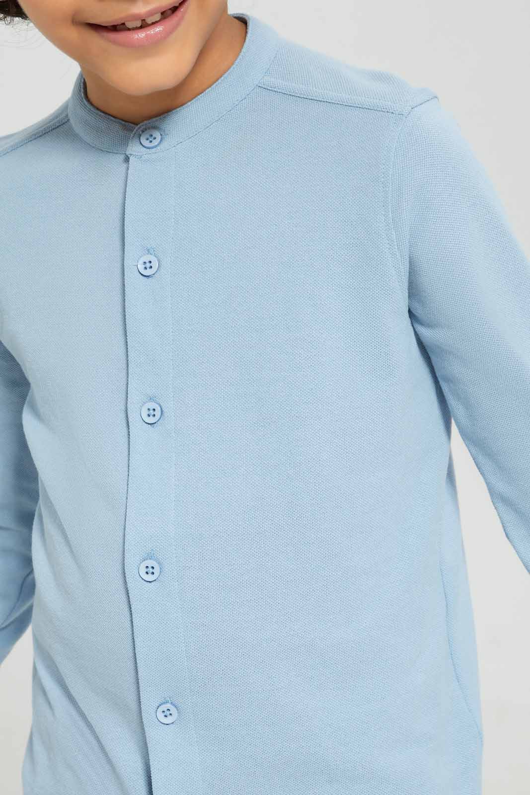 Redtag-Boys-Blue-Long-Sleeve-Pique-Shirt-BOY-Shirts,-Category:Shirts,-Colour:Blue,-Deals:New-In,-Dept:Boys,-Filter:Boys-(2-to-8-Yrs),-New-In-BOY-APL,-Non-Sale,-S23A,-Section:Boys-(0-to-14Yrs),-TBL-Boys-2 to 8 Years