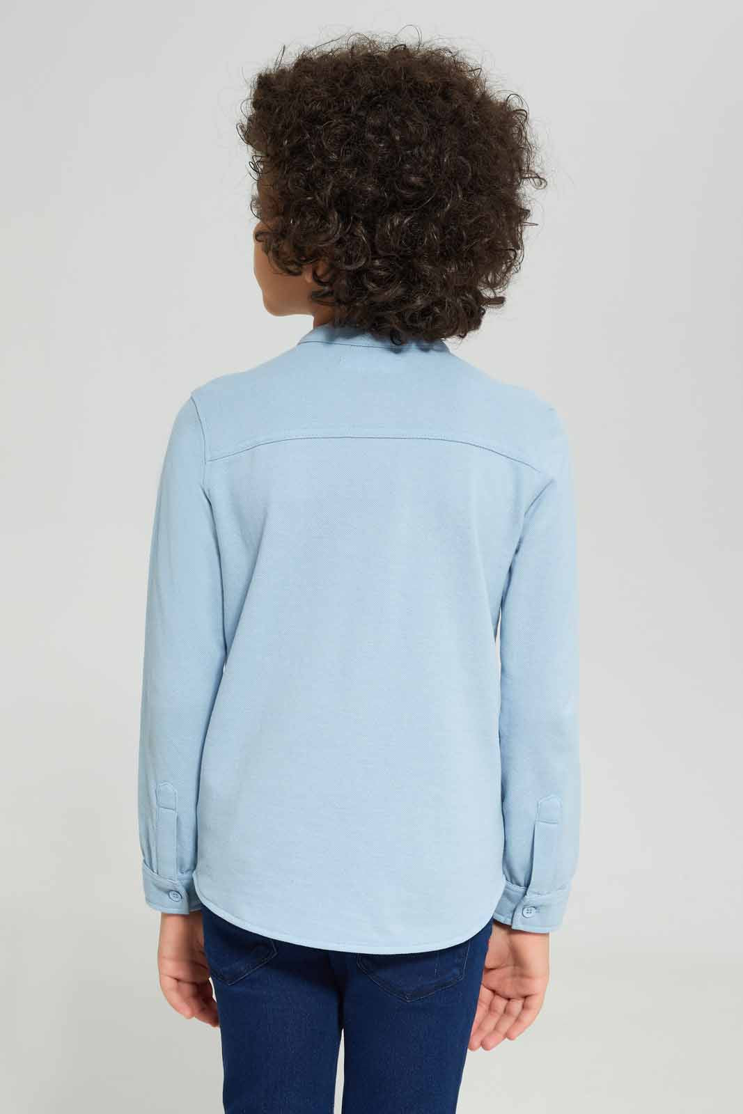 Redtag-Boys-Blue-Long-Sleeve-Pique-Shirt-BOY-Shirts,-Category:Shirts,-Colour:Blue,-Deals:New-In,-Dept:Boys,-Filter:Boys-(2-to-8-Yrs),-New-In-BOY-APL,-Non-Sale,-S23A,-Section:Boys-(0-to-14Yrs),-TBL-Boys-2 to 8 Years