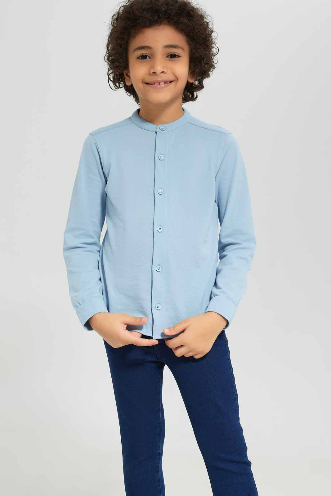 Redtag-Boys-Blue-Long-Sleeve-Pique-Shirt-BOY-Shirts,-Category:Shirts,-Colour:Blue,-Deals:New-In,-Dept:Boys,-Filter:Boys-(2-to-8-Yrs),-New-In-BOY-APL,-Non-Sale,-S23A,-Section:Boys-(0-to-14Yrs),-TBL-Boys-2 to 8 Years
