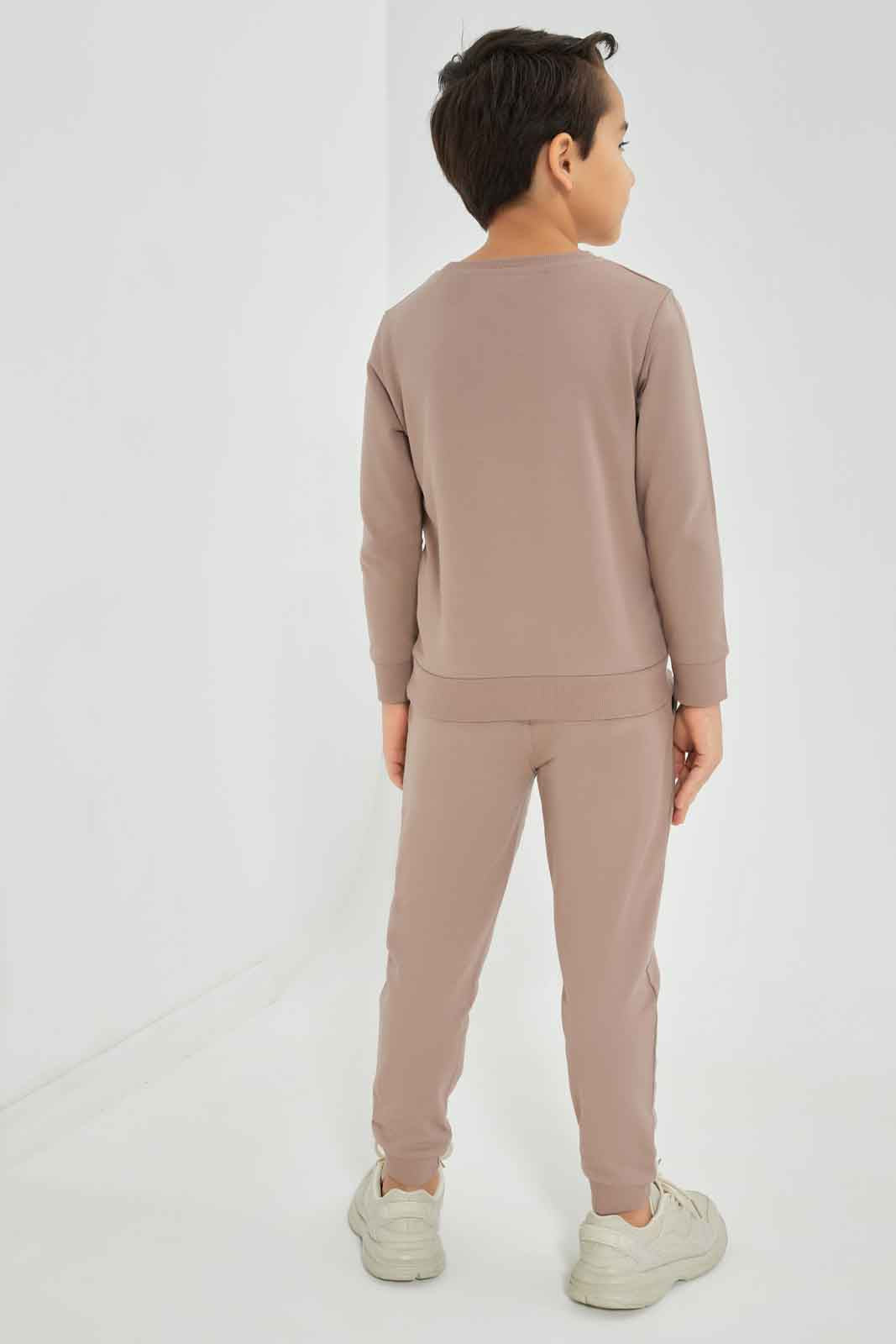 Redtag-Boys-Brown-Printed-Crew-Neck-Jogsuit-BOY-Jog-Sets,-Category:Jog-Sets,-Colour:Brown,-Deals:New-In,-Dept:Boys,-Filter:Boys-(2-to-8-Yrs),-New-In-BOY-APL,-Non-Sale,-S23A,-Section:Boys-(0-to-14Yrs)-Boys-2 to 8 Years