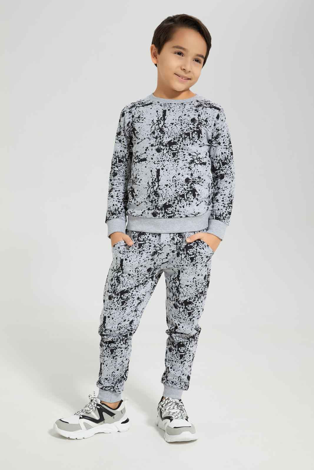 Redtag-Boys-Grey-Splat-Print-Crew-Neck-Jogsuit-BOY-Jog-Sets,-Category:Jog-Sets,-Colour:Grey,-Deals:New-In,-Dept:Boys,-Filter:Boys-(2-to-8-Yrs),-New-In-BOY-APL,-Non-Sale,-S23A,-Section:Boys-(0-to-14Yrs)-Boys-2 to 8 Years