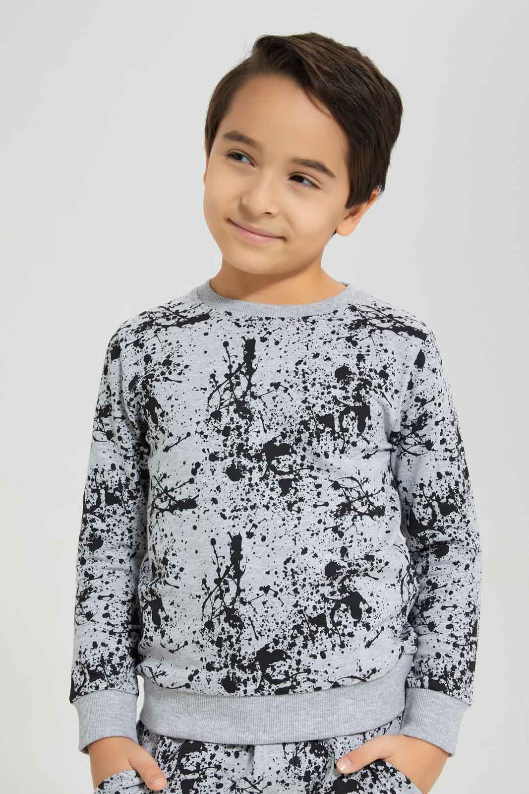 Redtag-Boys-Grey-Splat-Print-Crew-Neck-Jogsuit-BOY-Jog-Sets,-Category:Jog-Sets,-Colour:Grey,-Deals:New-In,-Dept:Boys,-Filter:Boys-(2-to-8-Yrs),-New-In-BOY-APL,-Non-Sale,-S23A,-Section:Boys-(0-to-14Yrs)-Boys-2 to 8 Years