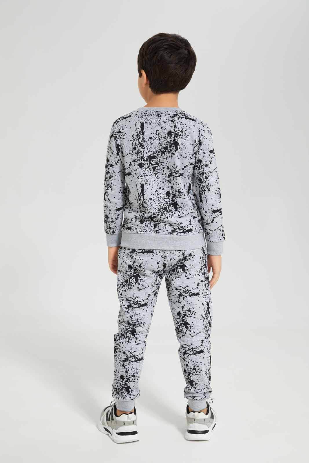 Redtag-Boys-Grey-Splat-Print-Crew-Neck-Jogsuit-BOY-Jog-Sets,-Category:Jog-Sets,-Colour:Grey,-Deals:New-In,-Dept:Boys,-Filter:Boys-(2-to-8-Yrs),-New-In-BOY-APL,-Non-Sale,-S23A,-Section:Boys-(0-to-14Yrs)-Boys-2 to 8 Years