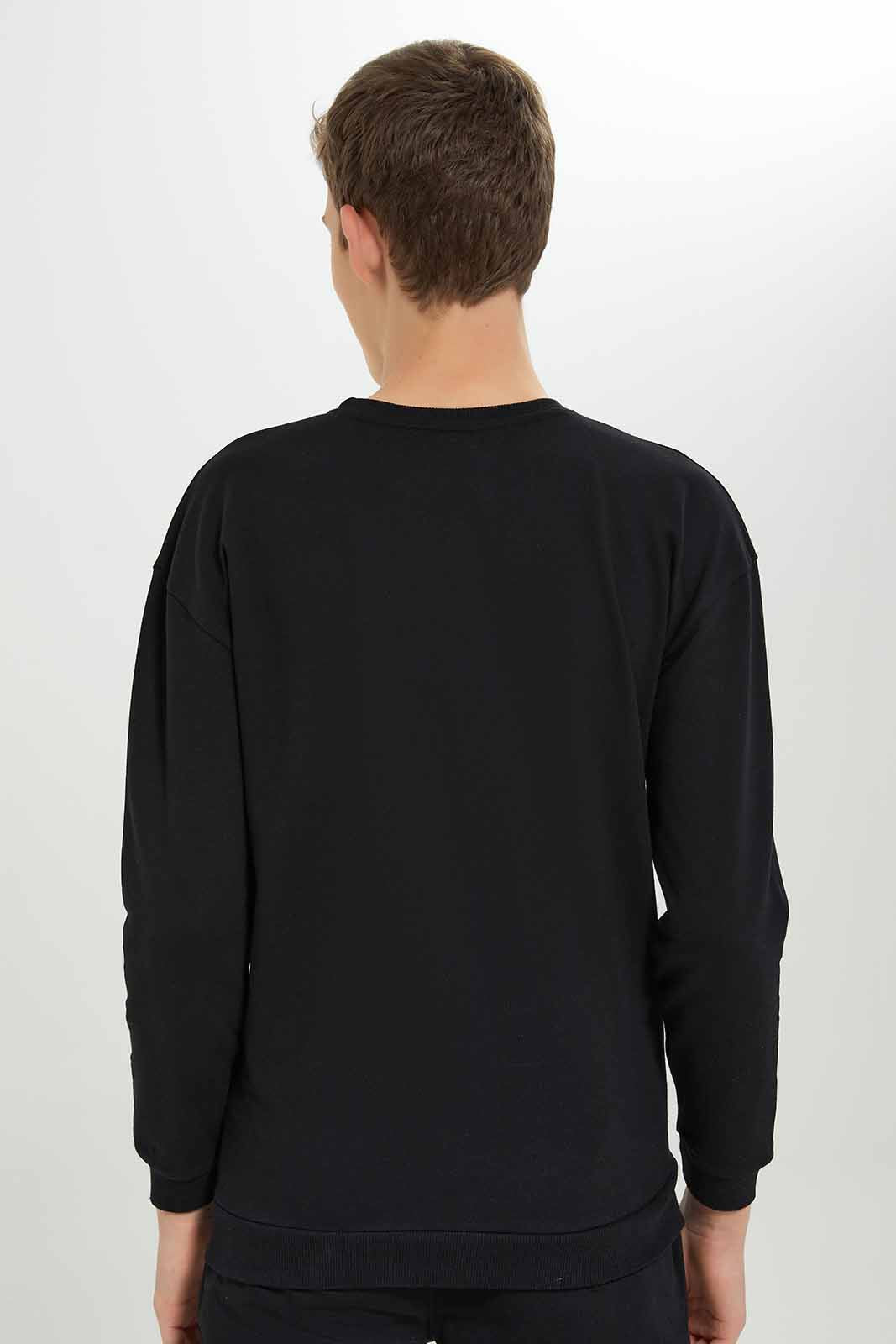 Redtag-Boys-Black-Short-Sleeve-Lounge-Wear-Crewneck-Sweatshirt-BSR-Sweatshirts,-Category:Sweatshirts,-Colour:Black,-Deals:New-In,-Dept:Boys,-Filter:Senior-Boys-(8-to-14-Yrs),-New-In-BSR-APL,-Non-Sale,-S23A,-Section:Boys-(0-to-14Yrs)-Senior-Boys-9 to 14 Years