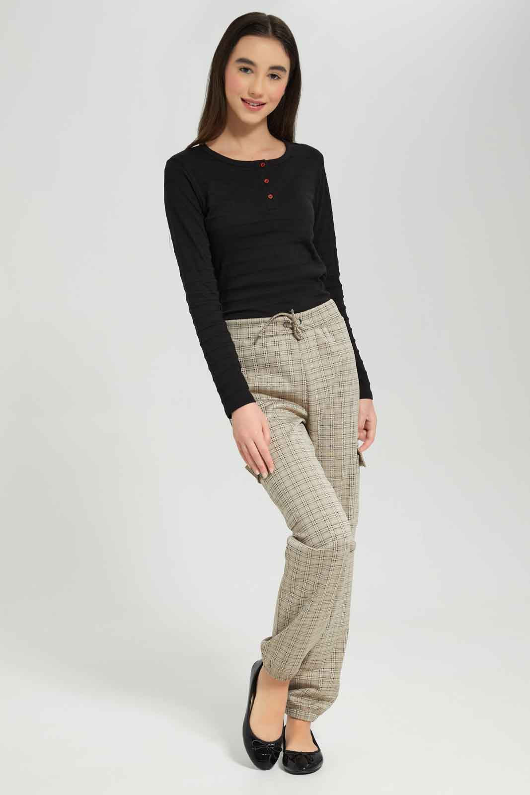 Redtag-Girls-Jacquard-Cargo-Pocket-Pants-Category:Trousers,-Colour:Beige,-Deals:New-In,-Dept:Girls,-Filter:Senior-Girls-(8-to-14-Yrs),-GSR-Trousers,-New-In-GSR-APL,-Non-Sale,-Section:Girls-(0-to-14Yrs),-VLM,-W22B-Senior-Girls-9 to 14 Years