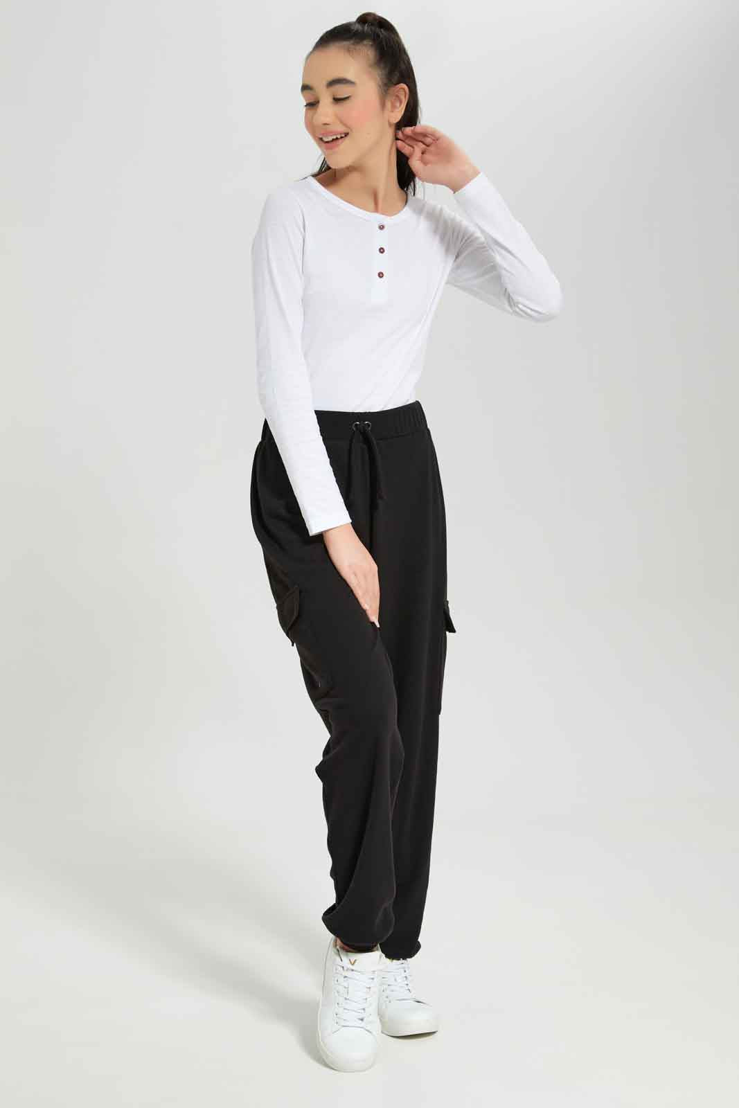 Redtag-Girls-Black-Cargo-Pocket-Pants-(blank),-BTS,-Category:Trousers,-Colour:Black,-Deals:New-In,-Dept:Girls,-Filter:Senior-Girls-(8-to-14-Yrs),-GSR-Trousers,-New-In-GSR-APL,-Non-Sale,-Section:Girls-(0-to-14Yrs),-W22B-Senior-Girls-9 to 14 Years