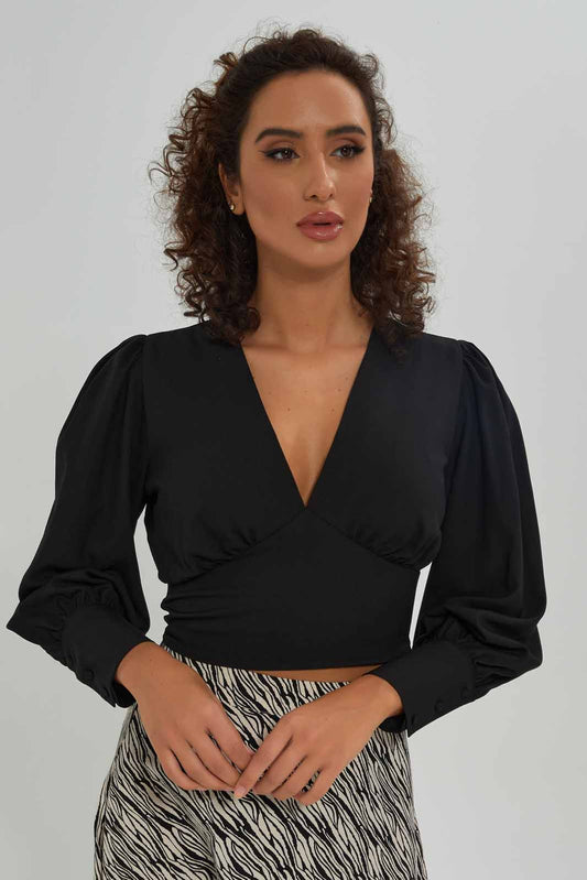 Redtag-Women-Black-Bust-Detail-Jersey-Blouse-Category:Tops,-Colour:Black,-Deals:New-In,-Dept:Ladieswear,-Filter:Women's-Clothing,-New-In-Women-APL,-Non-Sale,-S23A,-Section:Women,-Women-Tops-Women's-