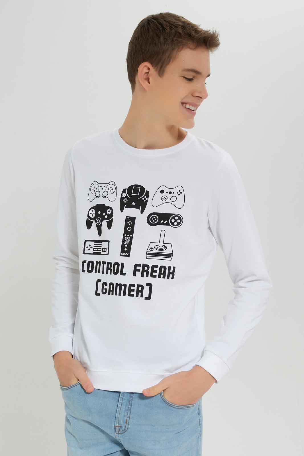 Redtag-Boys-White-Gaming-Long-Sleeve-Graphic-Sweat-Tee-BSR-Sweatshirts,-Category:Sweatshirts,-Colour:White,-Deals:New-In,-Dept:Boys,-Filter:Senior-Boys-(8-to-14-Yrs),-New-In-BSR-APL,-Non-Sale,-S23A,-Section:Boys-(0-to-14Yrs),-TBL-Senior-Boys-9 to 14 Years