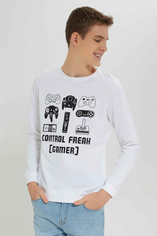 Redtag-Boys-White-Gaming-Long-Sleeve-Graphic-Sweat-Tee-BSR-Sweatshirts,-Category:Sweatshirts,-Colour:White,-Deals:New-In,-Dept:Boys,-Filter:Senior-Boys-(8-to-14-Yrs),-New-In-BSR-APL,-Non-Sale,-S23A,-Section:Boys-(0-to-14Yrs),-TBL-Senior-Boys-9 to 14 Years