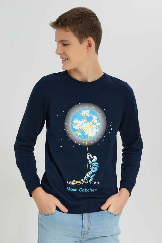 Redtag-Boys-Navy-Astraonaut-Moon-Catcher-Long-Sleeve-Graphic-Sweat-Tee-BSR-Sweatshirts,-Category:Sweatshirts,-Colour:Navy,-Deals:New-In,-Dept:Boys,-Filter:Senior-Boys-(8-to-14-Yrs),-New-In-BSR-APL,-Non-Sale,-S23A,-Section:Boys-(0-to-14Yrs),-TBL-Senior-Boys-9 to 14 Years