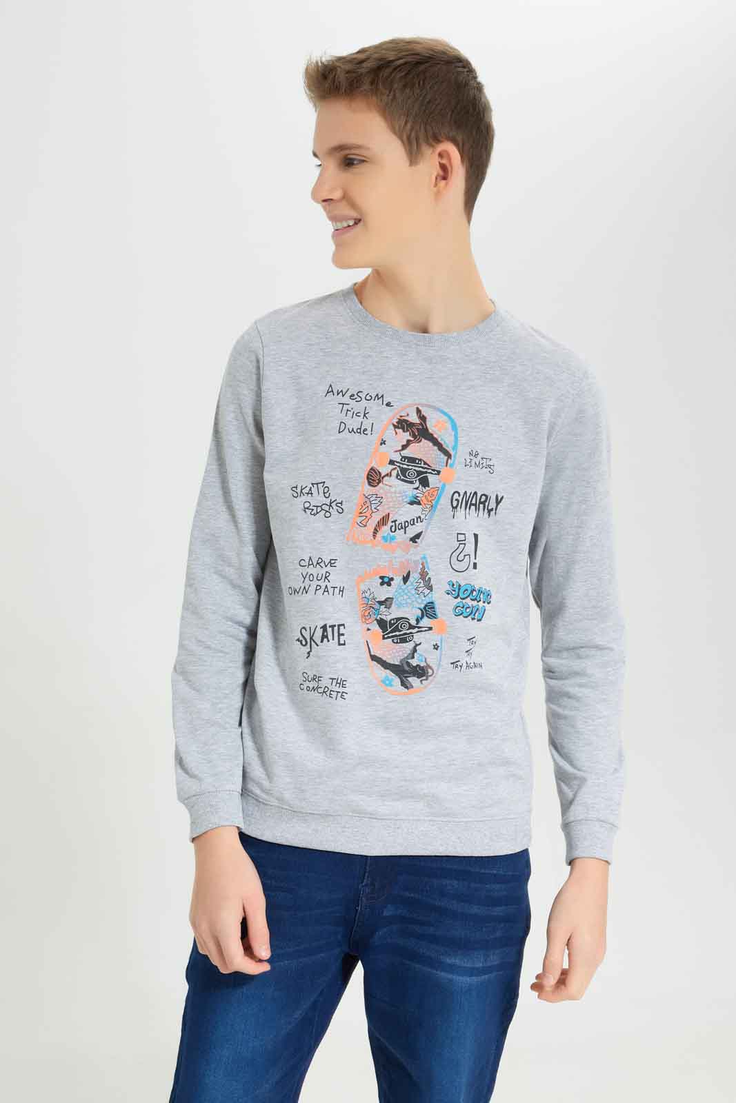 Redtag-Boys-Grey-Mel-Young-Gun-Long-Sleeve-Graphic-Sweat-Tee-BSR-Sweatshirts,-Category:Sweatshirts,-Colour:Grey,-Deals:New-In,-Dept:Boys,-Filter:Senior-Boys-(8-to-14-Yrs),-New-In-BSR-APL,-Non-Sale,-S23A,-Section:Boys-(0-to-14Yrs),-TBL-Senior-Boys-9 to 14 Years