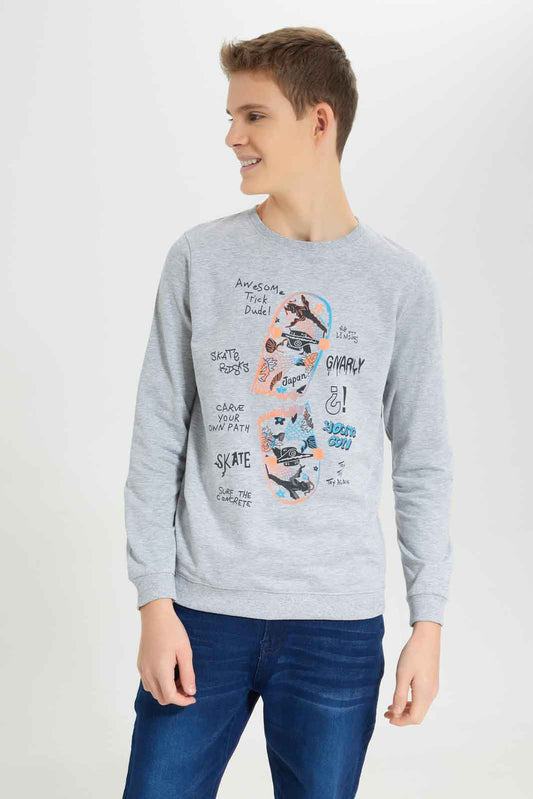 Redtag-Boys-Grey-Mel-Young-Gun-Long-Sleeve-Graphic-Sweat-Tee-BSR-Sweatshirts,-Category:Sweatshirts,-Colour:Grey,-Deals:New-In,-Dept:Boys,-Filter:Senior-Boys-(8-to-14-Yrs),-New-In-BSR-APL,-Non-Sale,-S23A,-Section:Boys-(0-to-14Yrs),-TBL-Senior-Boys-9 to 14 Years
