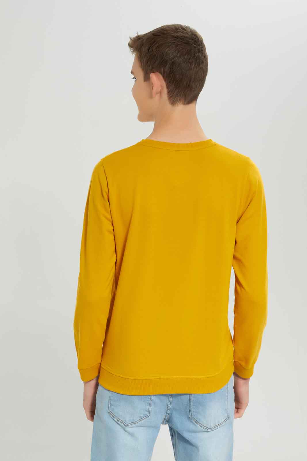 Redtag-Boys-Mustard-Think-Outside-The-Box-Long-Sleeve-Graphic-Sweat-Tee-BSR-Sweatshirts,-Category:Sweatshirts,-Colour:Mustard,-Deals:New-In,-Dept:Boys,-Filter:Senior-Boys-(8-to-14-Yrs),-New-In-BSR-APL,-Non-Sale,-S23A,-Section:Boys-(0-to-14Yrs),-TBL-Senior-Boys-9 to 14 Years