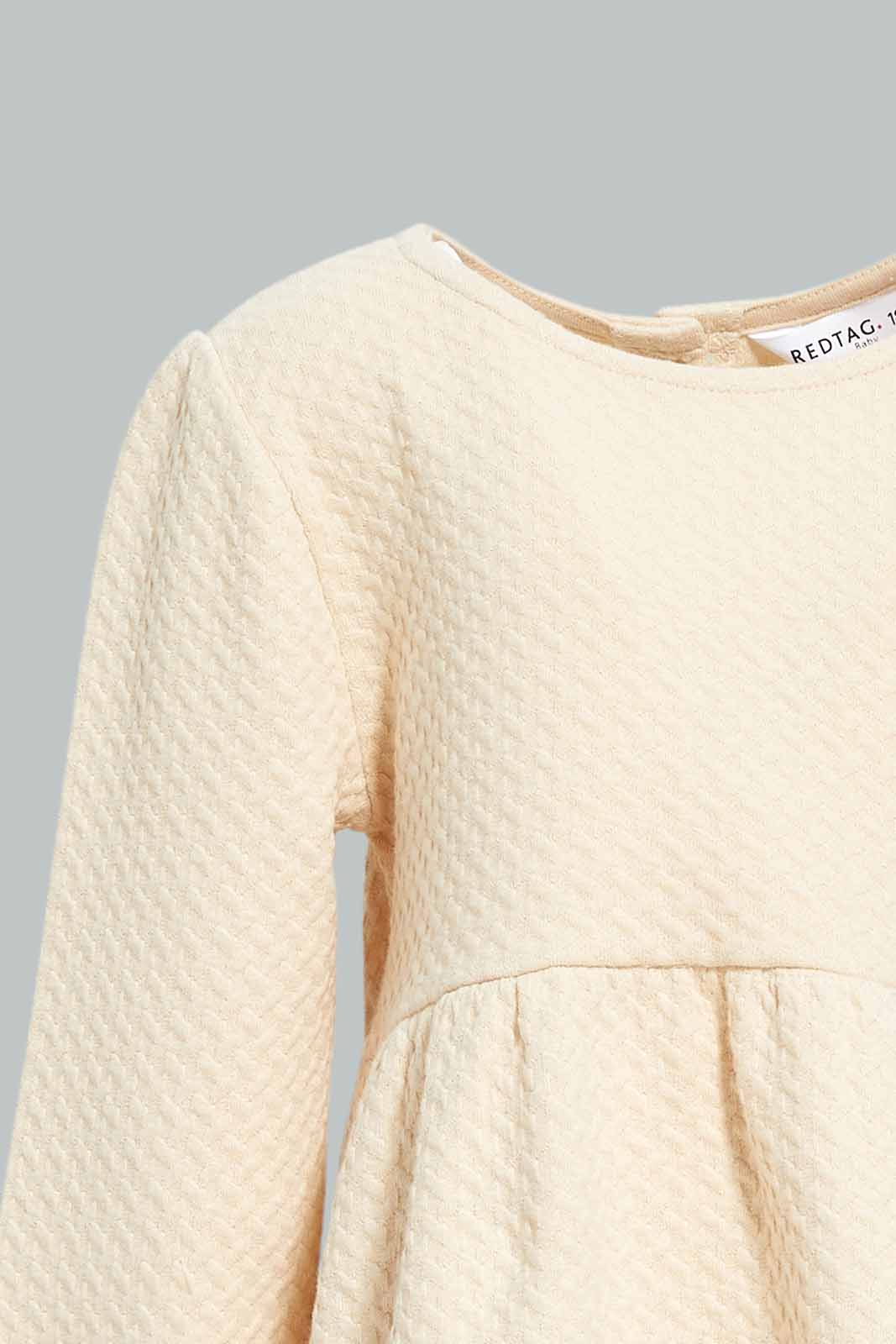 Redtag-Girls-Beige-Jacquard-Dress-Category:Dresses,-Colour:Beige,-Deals:New-In,-Dept:Girls,-Filter:Infant-Girls-(3-to-24-Mths),-ING-Dresses,-New-In-ING-APL,-Non-Sale,-S23A,-Section:Girls-(0-to-14Yrs)-Infant-Girls-3 to 24 Months