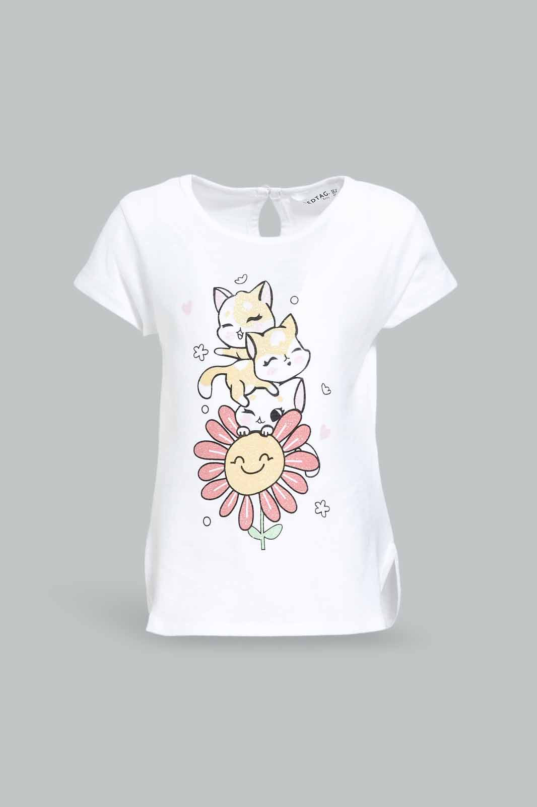 Redtag-Girls-White-Floral-Print-Tee-Category:T-Shirts,-Colour:White,-Deals:New-In,-Dept:Girls,-Filter:Infant-Girls-(3-to-24-Mths),-ING-T-Shirts,-New-In-ING-APL,-Non-Sale,-S23A,-Section:Girls-(0-to-14Yrs)-Infant-Girls-3 to 24 Months