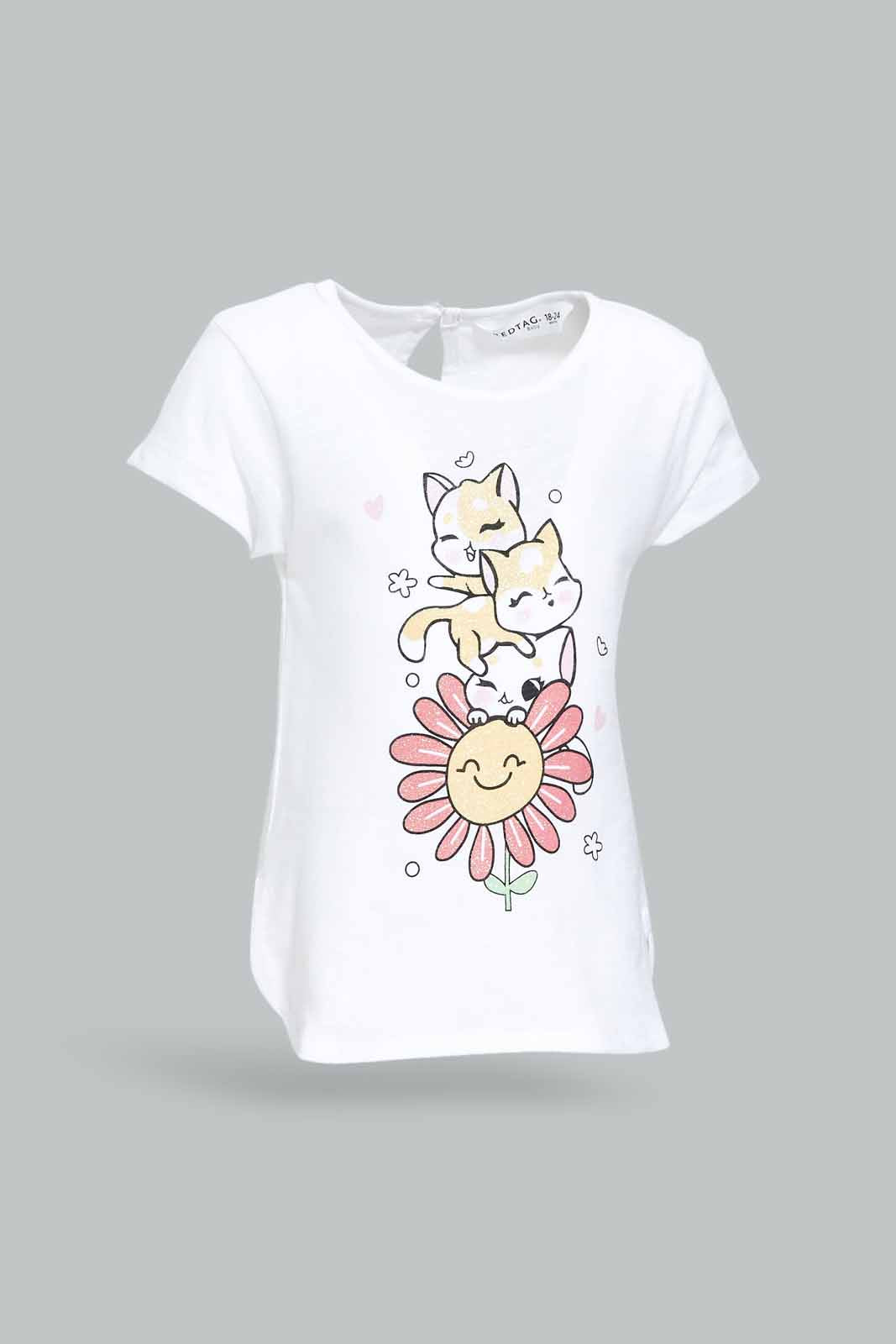 Redtag-Girls-White-Floral-Print-Tee-Category:T-Shirts,-Colour:White,-Deals:New-In,-Dept:Girls,-Filter:Infant-Girls-(3-to-24-Mths),-ING-T-Shirts,-New-In-ING-APL,-Non-Sale,-S23A,-Section:Girls-(0-to-14Yrs)-Infant-Girls-3 to 24 Months