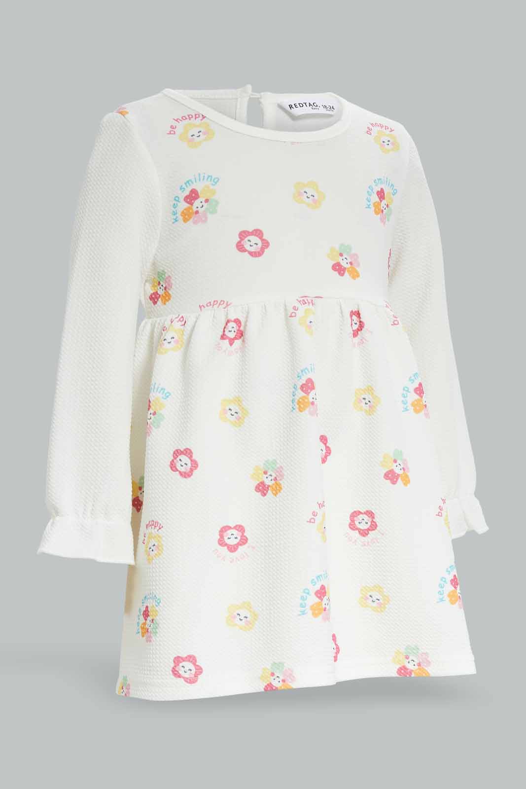 Redtag-Girls-White-Floral-Aop-Dress-Category:Dresses,-Colour:White,-Deals:New-In,-Dept:Girls,-Filter:Infant-Girls-(3-to-24-Mths),-ING-Dresses,-New-In-ING-APL,-Non-Sale,-S23A,-Section:Girls-(0-to-14Yrs)-Infant-Girls-