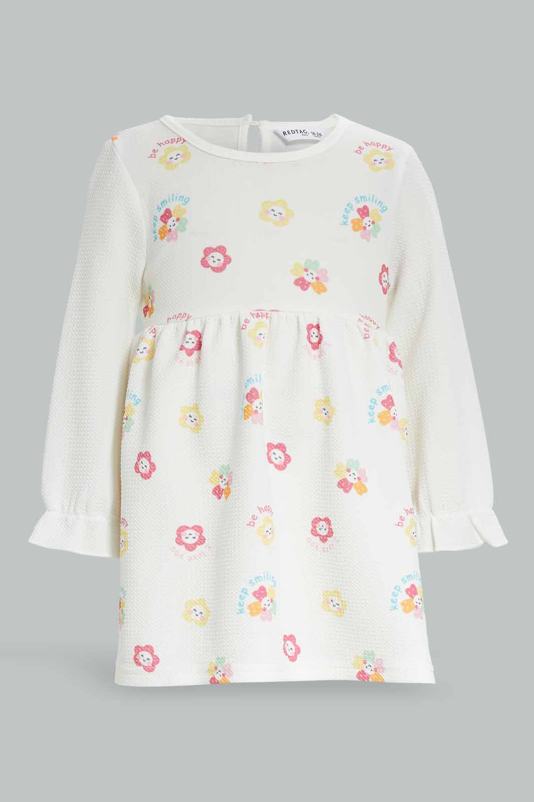 Redtag-Girls-White-Floral-Aop-Dress-Category:Dresses,-Colour:White,-Deals:New-In,-Dept:Girls,-Filter:Infant-Girls-(3-to-24-Mths),-ING-Dresses,-New-In-ING-APL,-Non-Sale,-S23A,-Section:Girls-(0-to-14Yrs)-Infant-Girls-