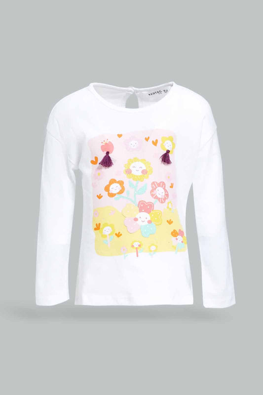 Redtag-Girls-White-Floral-Print-Tee-Category:T-Shirts,-Colour:White,-Deals:New-In,-Dept:Girls,-Filter:Infant-Girls-(3-to-24-Mths),-ING-T-Shirts,-New-In-ING-APL,-Non-Sale,-S23A,-Section:Girls-(0-to-14Yrs)-Infant-Girls-3 to 24 Months