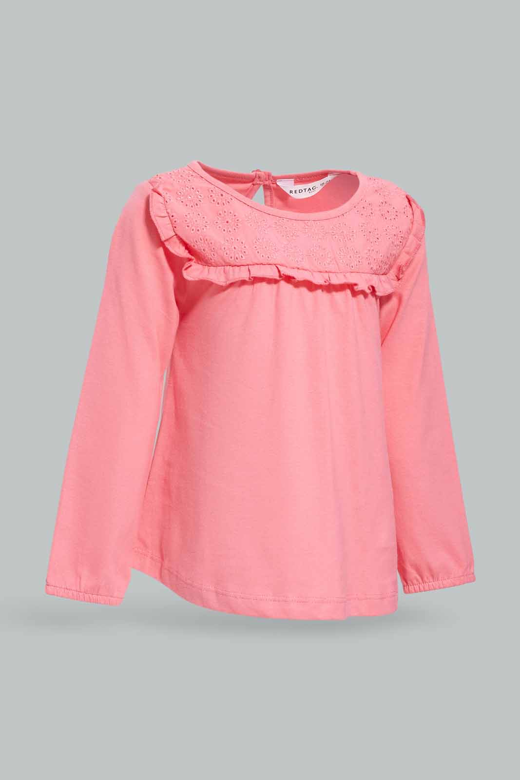 Redtag-Girls-Pink-Schifly-Yoke-Blouse-Category:Blouses,-Colour:Apricot,-Deals:New-In,-Dept:Girls,-Filter:Infant-Girls-(3-to-24-Mths),-ING-Blouses,-New-In-ING-APL,-Non-Sale,-S23A,-Section:Girls-(0-to-14Yrs)-Infant-Girls-3 to 24 Months