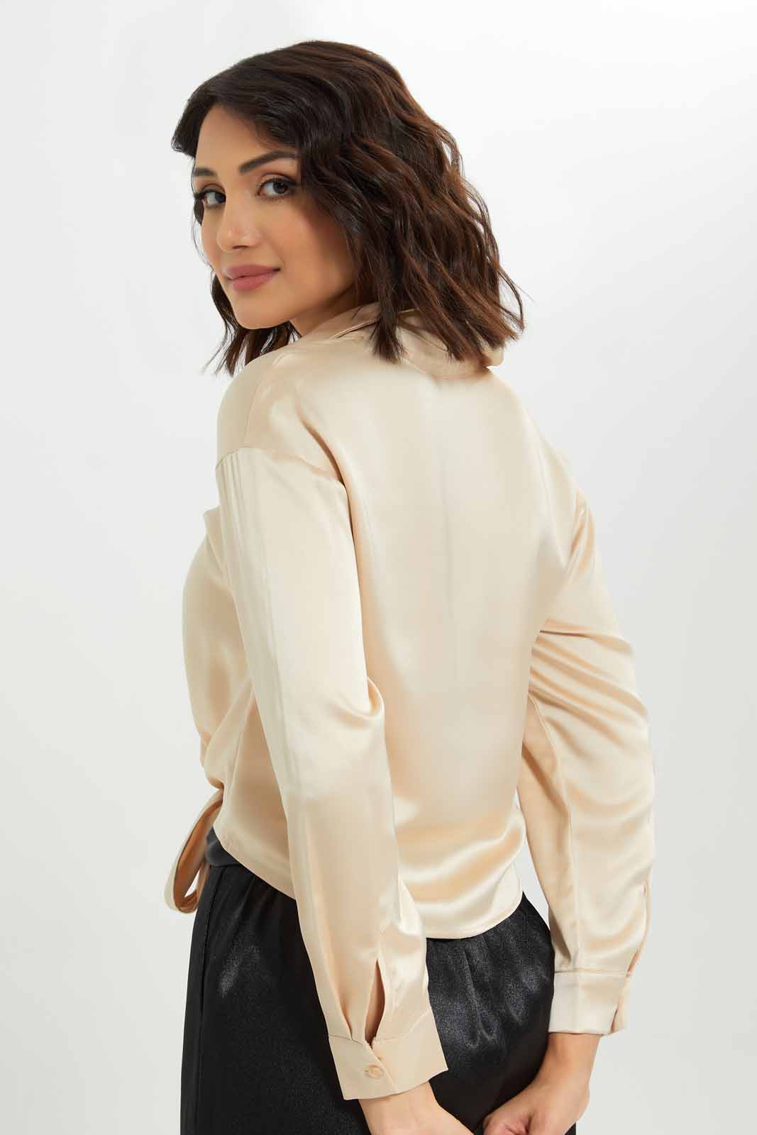 Redtag-Women-Cream-Tie-Front-Satin-Blouse-Category:Blouses,-Colour:Cream,-Deals:New-In,-Dept:Ladieswear,-Filter:Women's-Clothing,-New-In-Women-APL,-Non-Sale,-S23A,-Section:Women,-Women-Blouses-Women's-